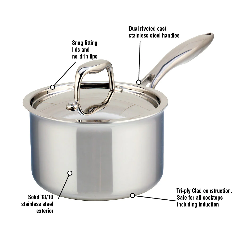 Meyer SuperSteel Tri-Ply Clad Stainless Steel 1.5L Saucepan with cover, Made in Canada - Image 2