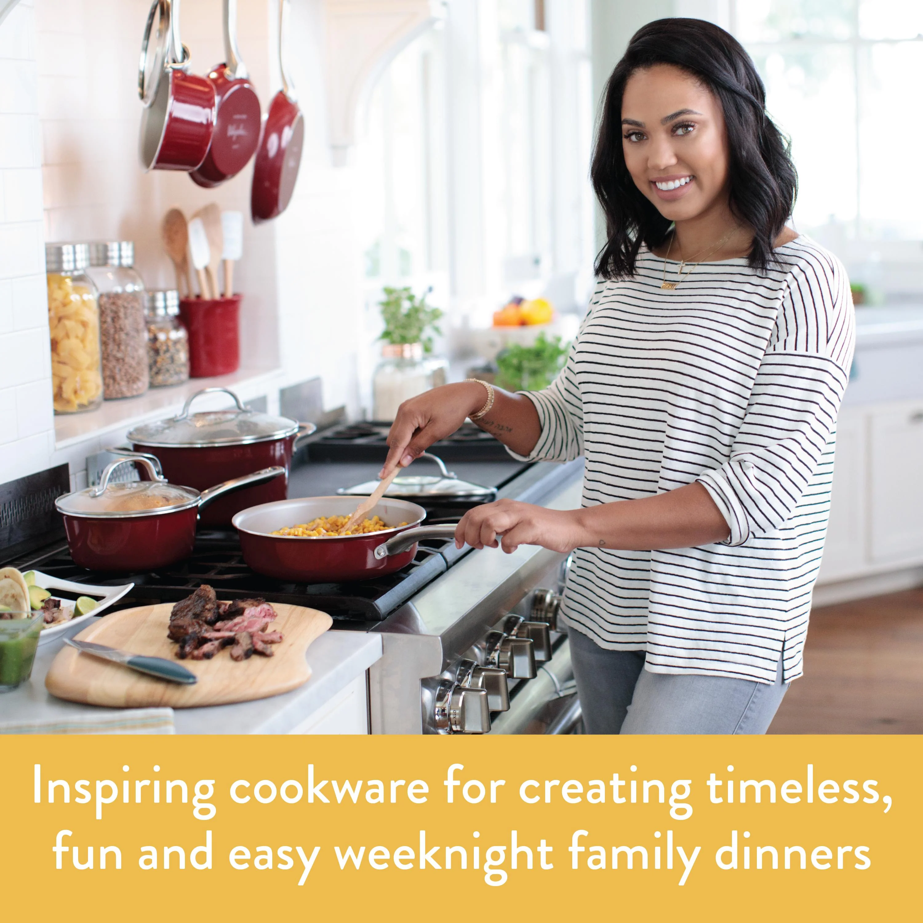 12pc Ayesha Curry Cookware Set - NonStick Red - Image 7