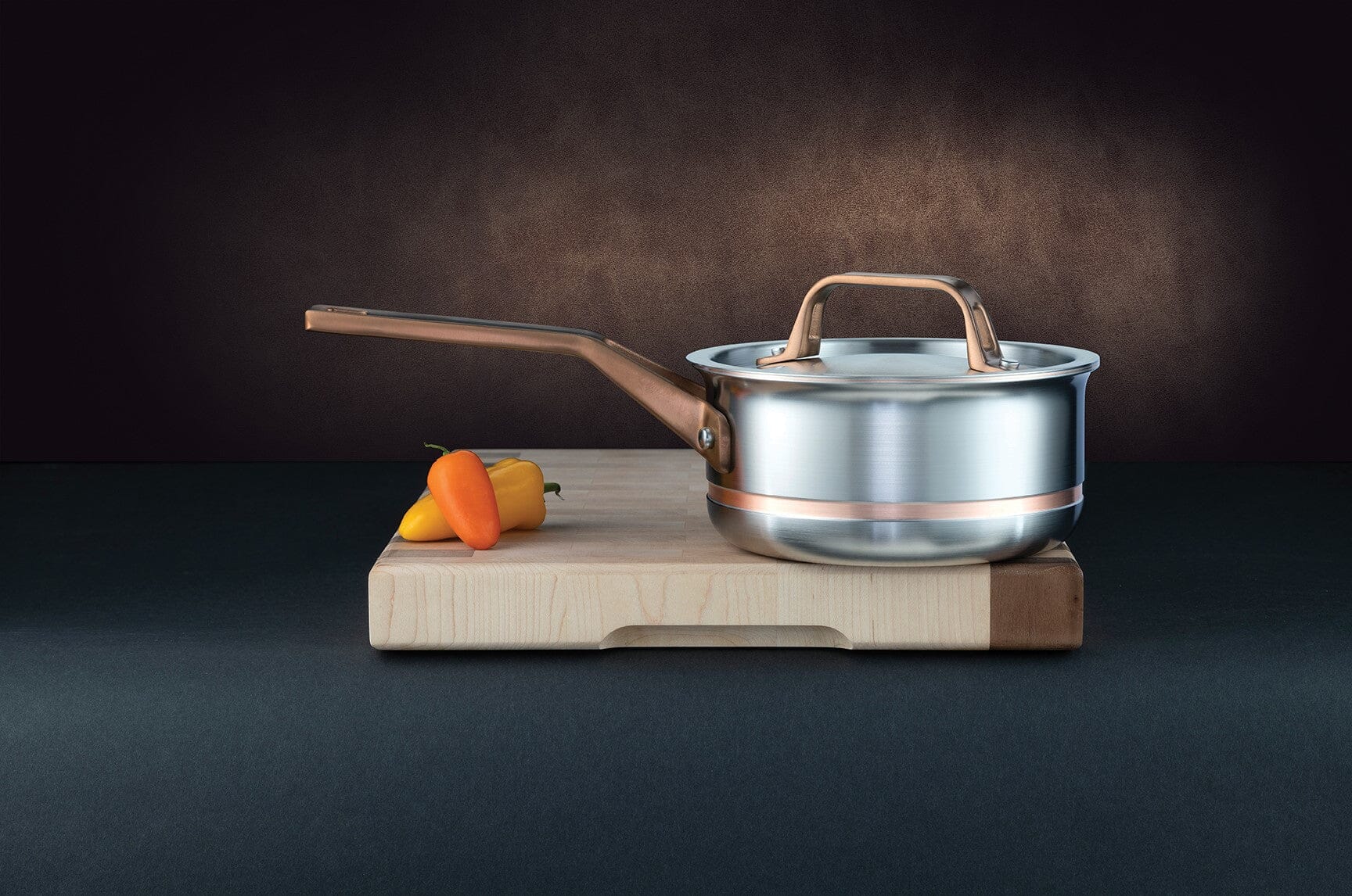 2L Meyer CopperClad 5-Ply Copper Core Stainless Steel Saucepan with lid, Made in Canada - Image 2