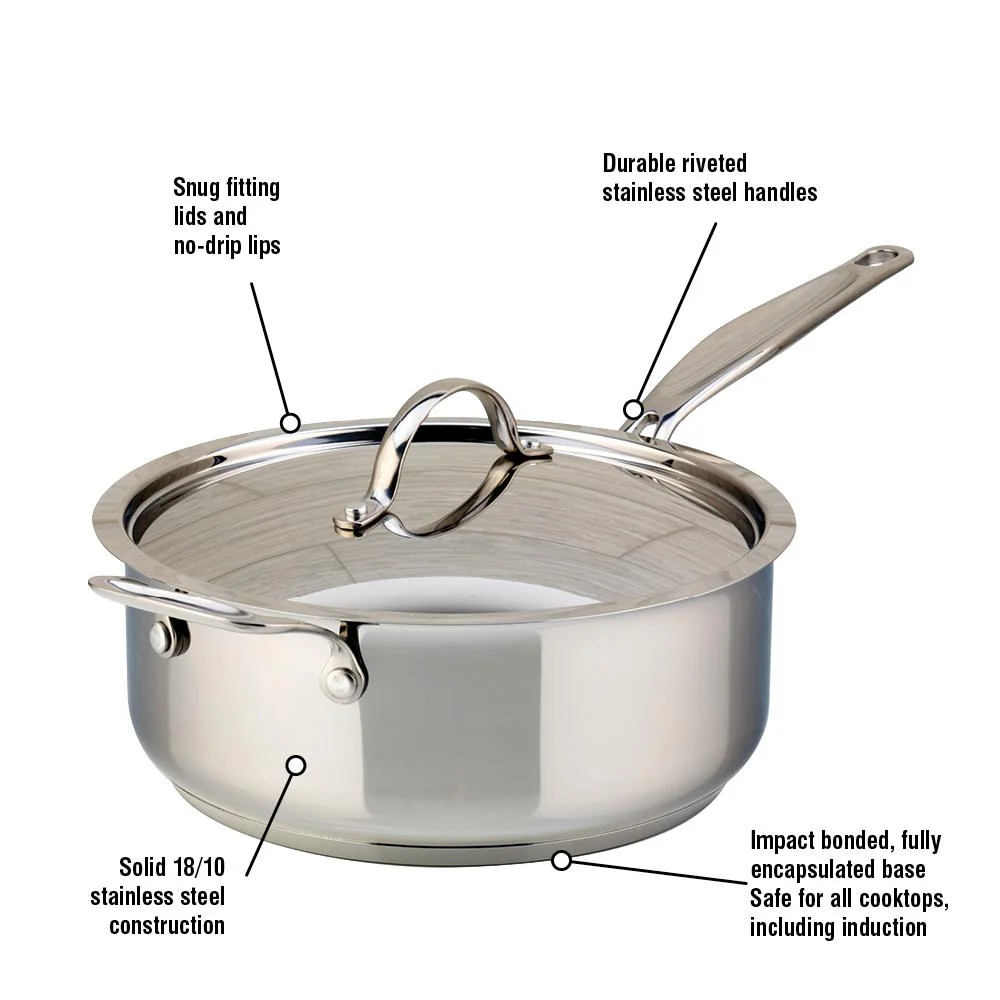Meyer Confederation Stainless Steel 4L Saute Pan with cover, Made in Canada - Image 2