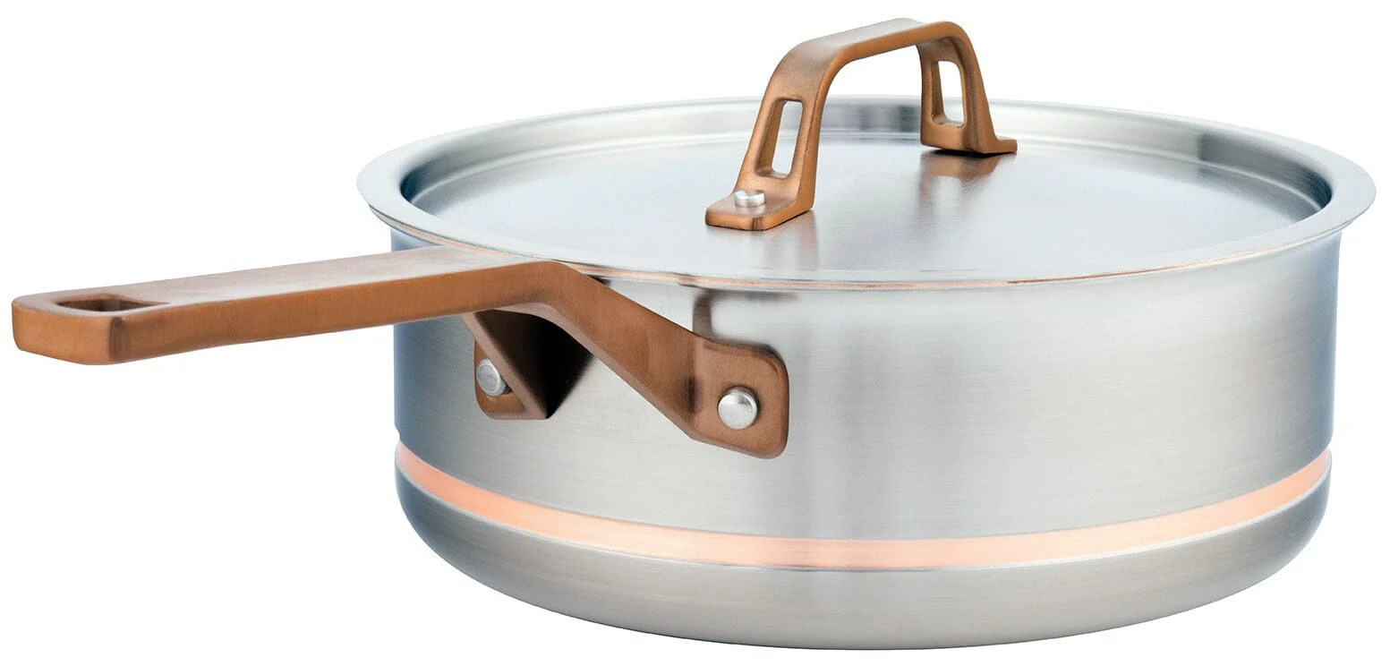 4L Meyer CopperClad 5-Ply Copper Core Stainless Steel Saute Pan with lid, Made in Canada - Image 2