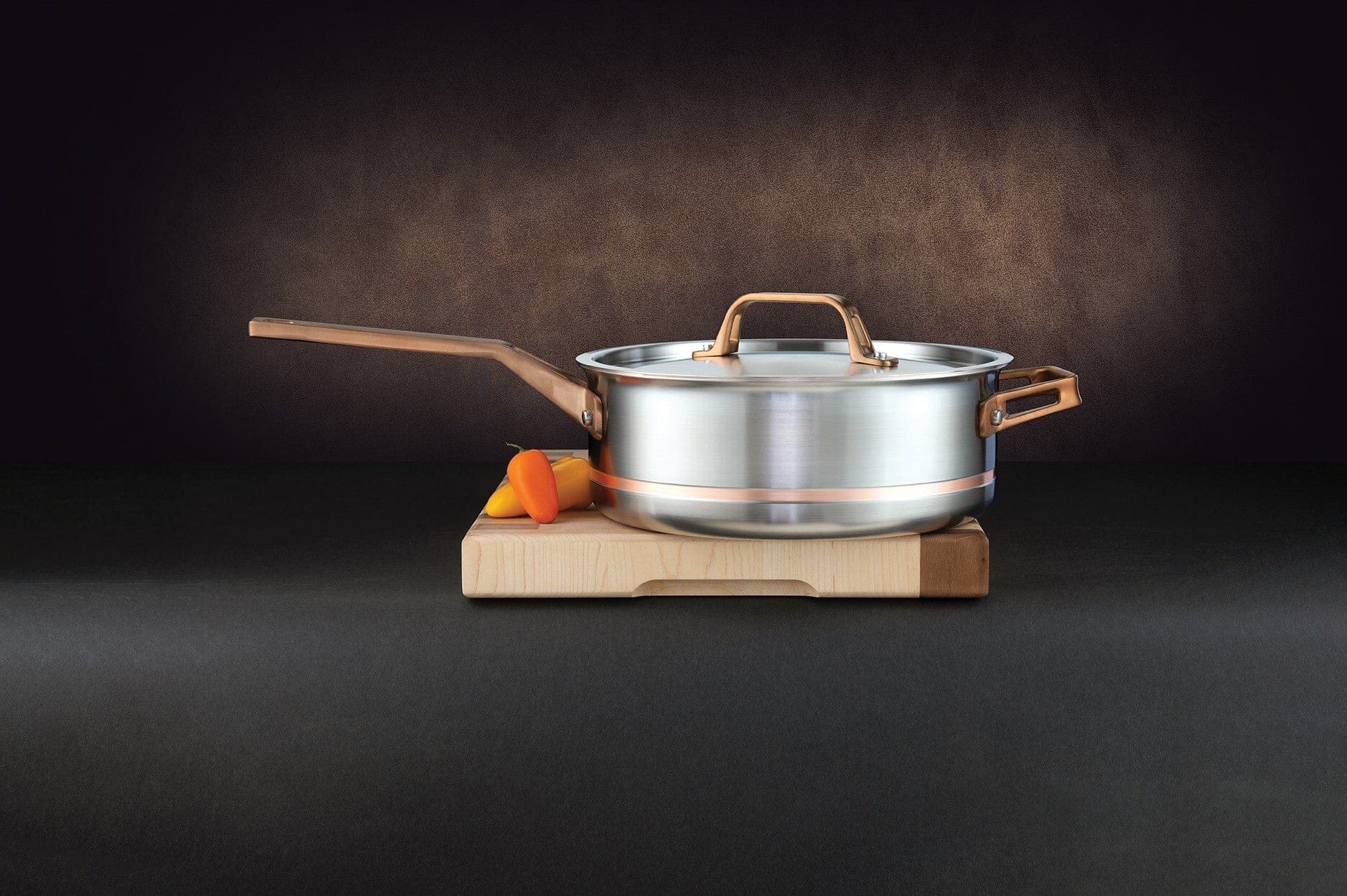 4L Meyer CopperClad 5-Ply Copper Core Stainless Steel Saute Pan with lid, Made in Canada - Image 3