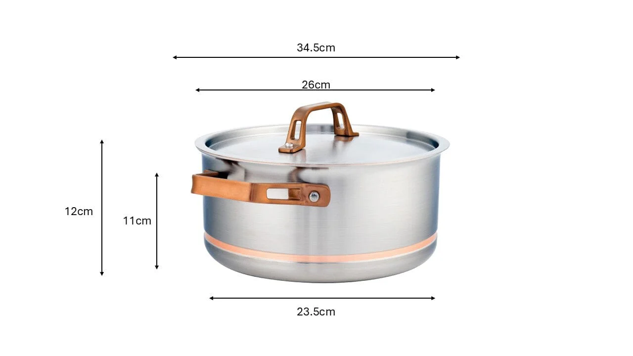 5L Meyer CopperClad 5-Ply Copper Core Stainless Steel Dutch Oven with lid, Made in Canada - Image 6