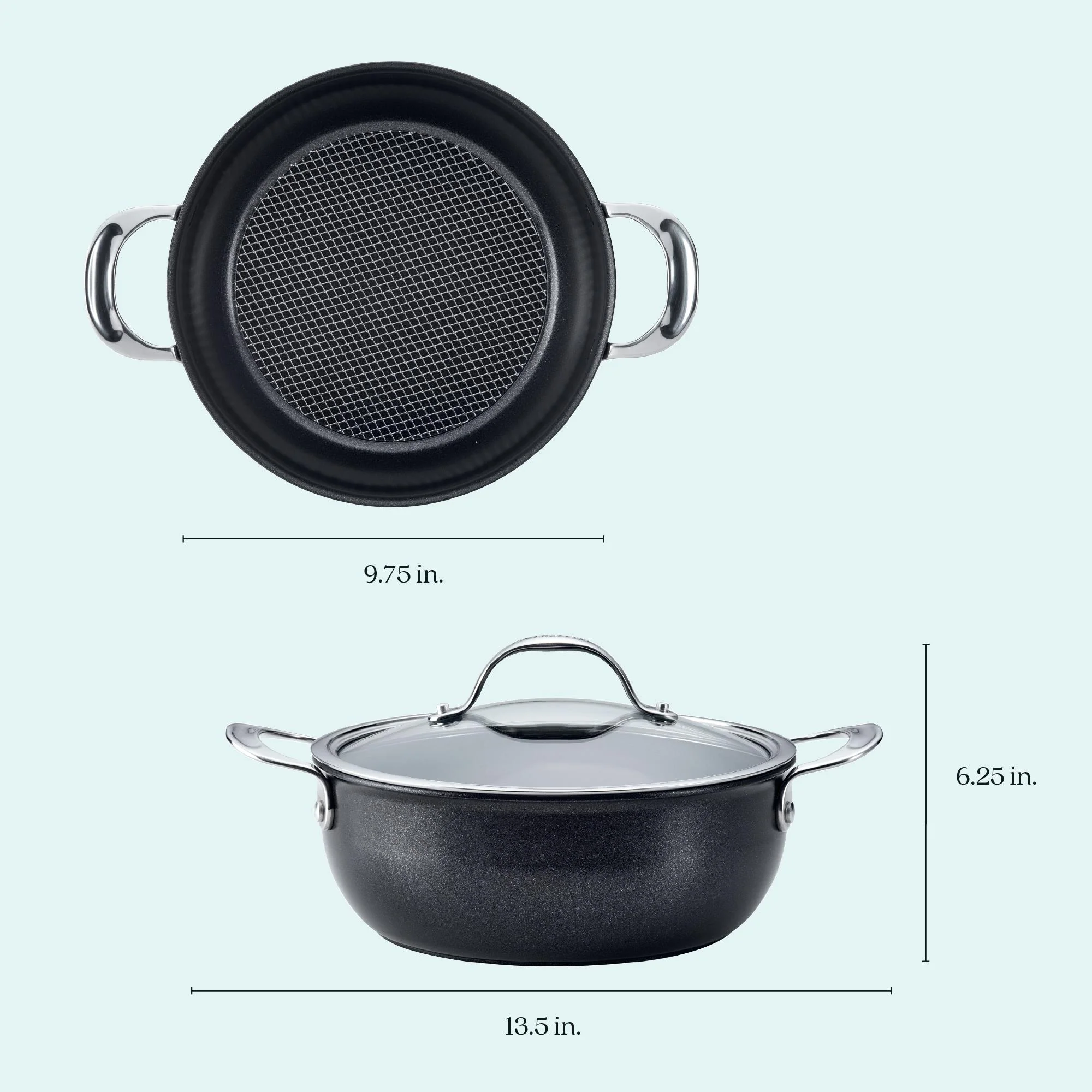 Anolon X SearTech Aluminum Nonstick Casserole Pan with Lid, 4-Quart, Super Dark Gray - Image 2