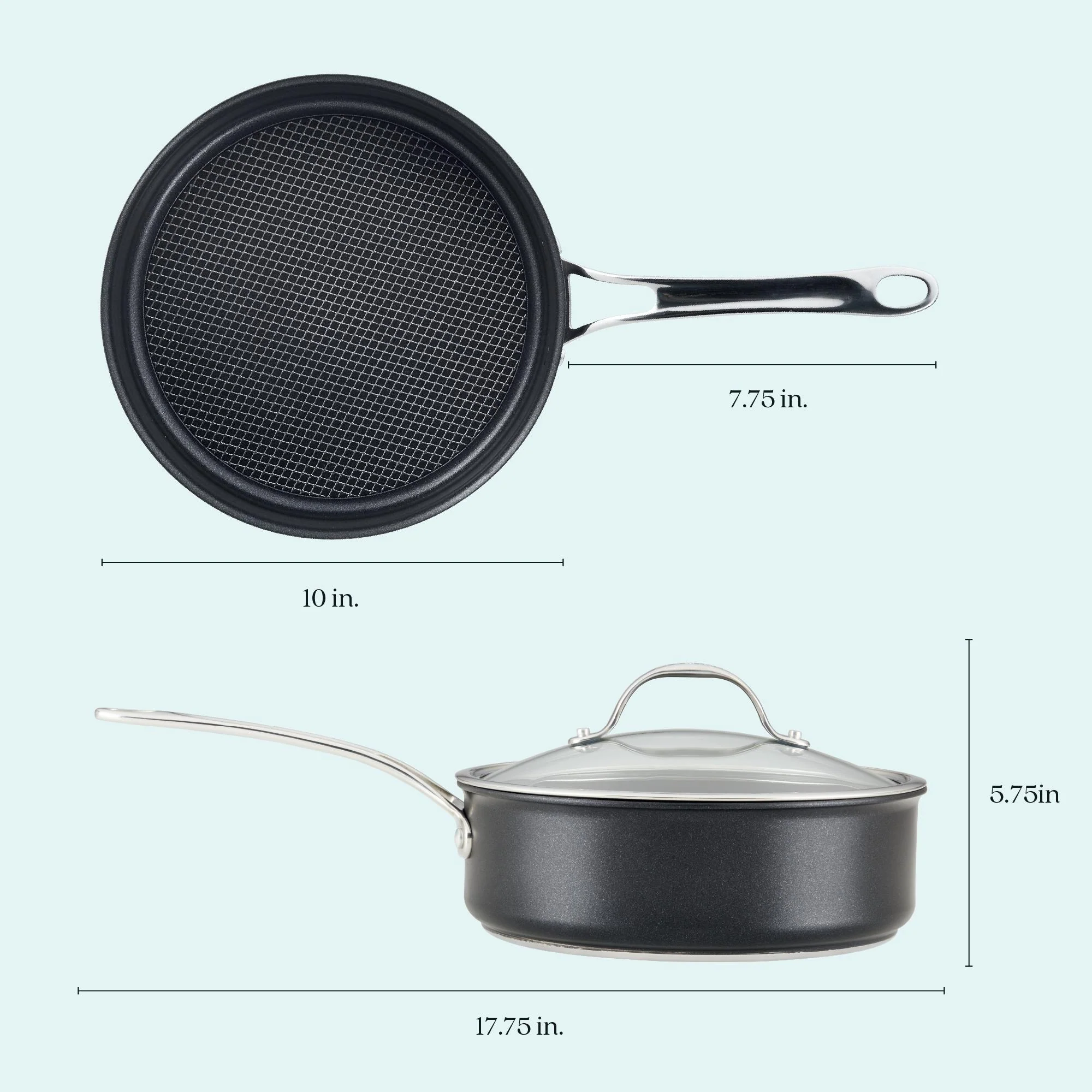 Anolon X SearTech Aluminum Nonstick Saute Pan with Lid, 3.5-Quart, Super Dark Gray - Image 2