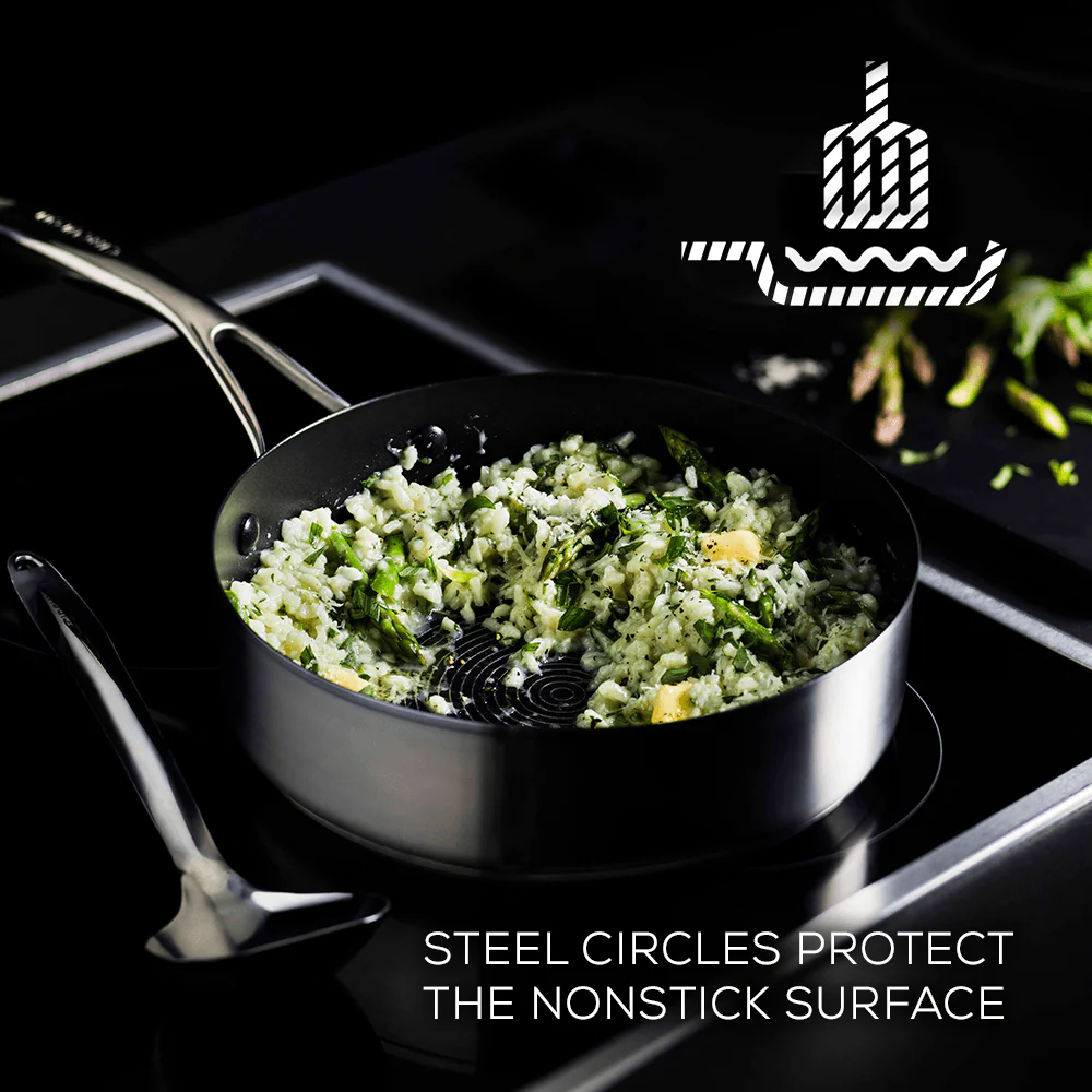 Circulon Clad Stainless Steel Chef Pan and Utensil Set with Hybrid SteelShield™ and Nonstick Technology, 3-Piece, Silver - Image 4
