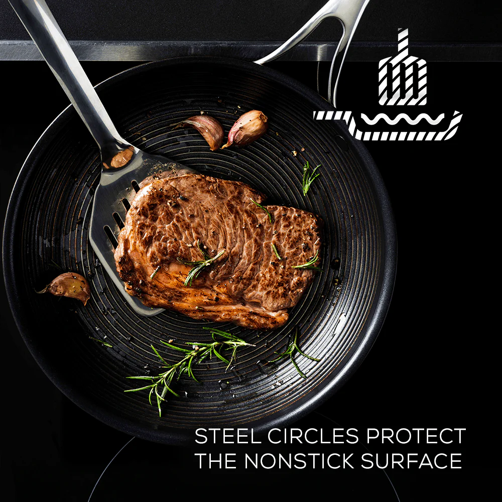 Circulon Clad Stainless Steel Frying Pan with Hybrid SteelShield and Nonstick Technology, 10-Inch, Silver - Image 3