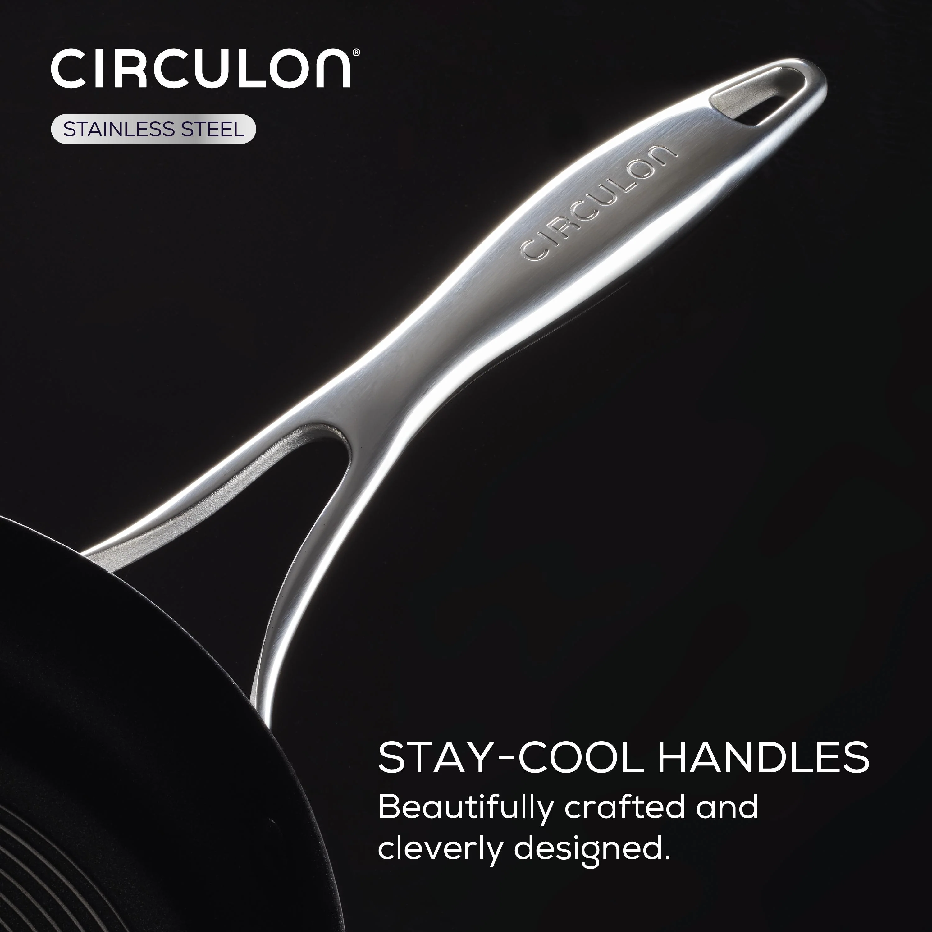 Circulon SteelShield S-Series Stainless Steel Nonstick Frying Pan with Spatula Set, 2-Piece, Silver - Image 3
