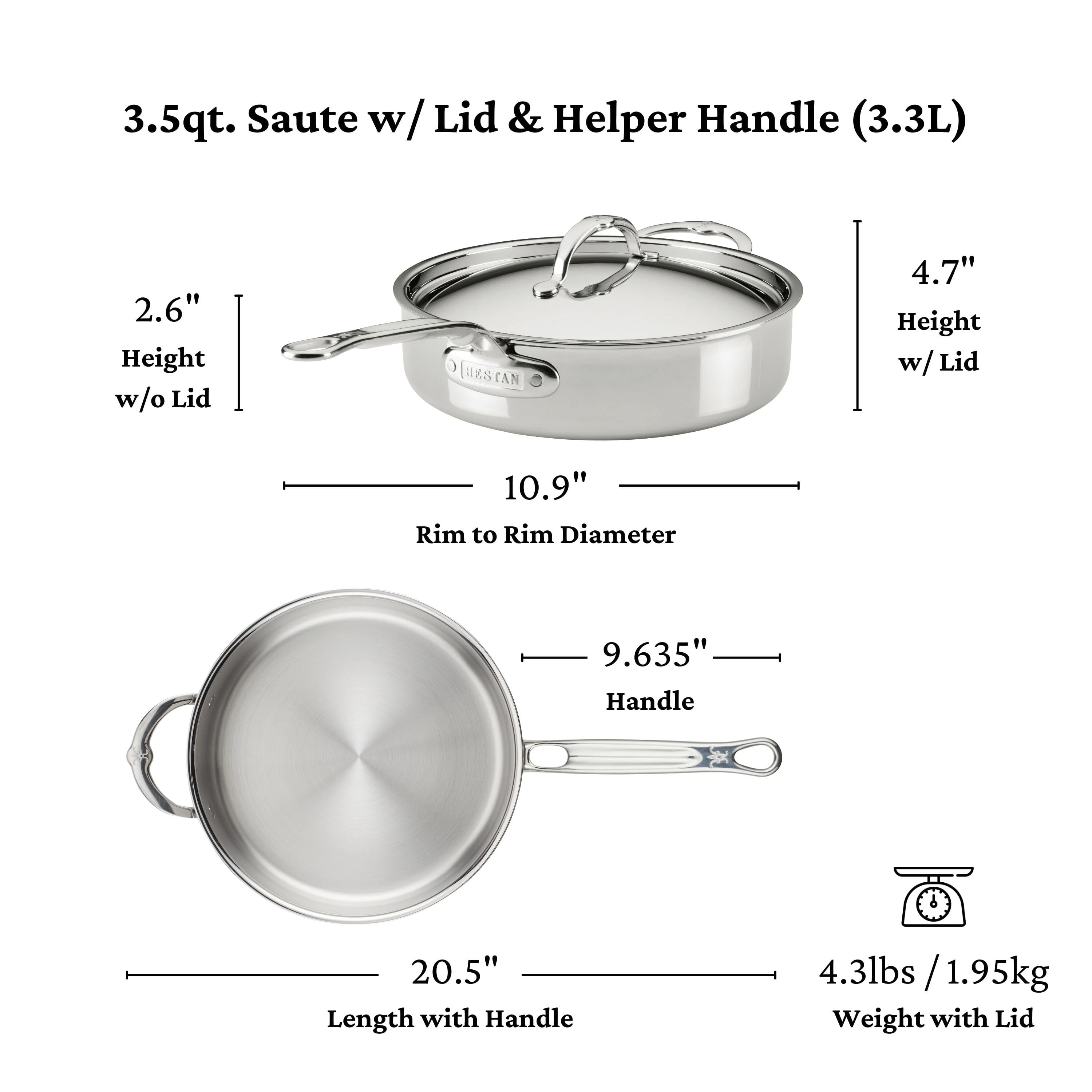 Hestan ProBond® Luxe 3.5QT/26CM Covered Saute Pan with helper handle - Image 8