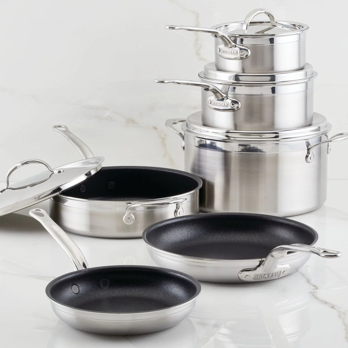 Hestan ProBond Professional Clad Stainless Steel TITUM Nonstick Ultimate Set, 10-Piece - Image 3