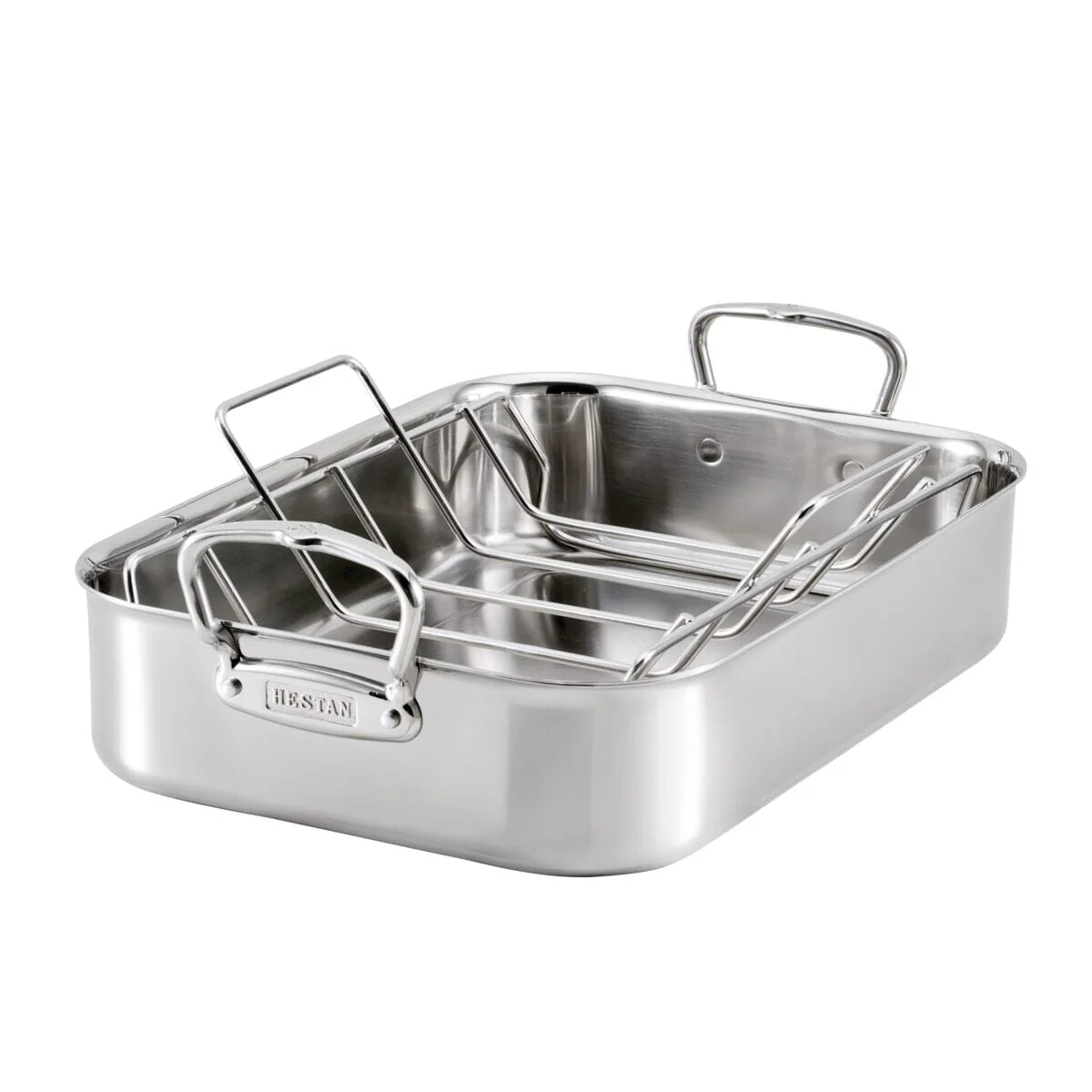 Hestan Provisions Large Stainless Steel Roaster with stainless steel rack 17.25" x 12.5"