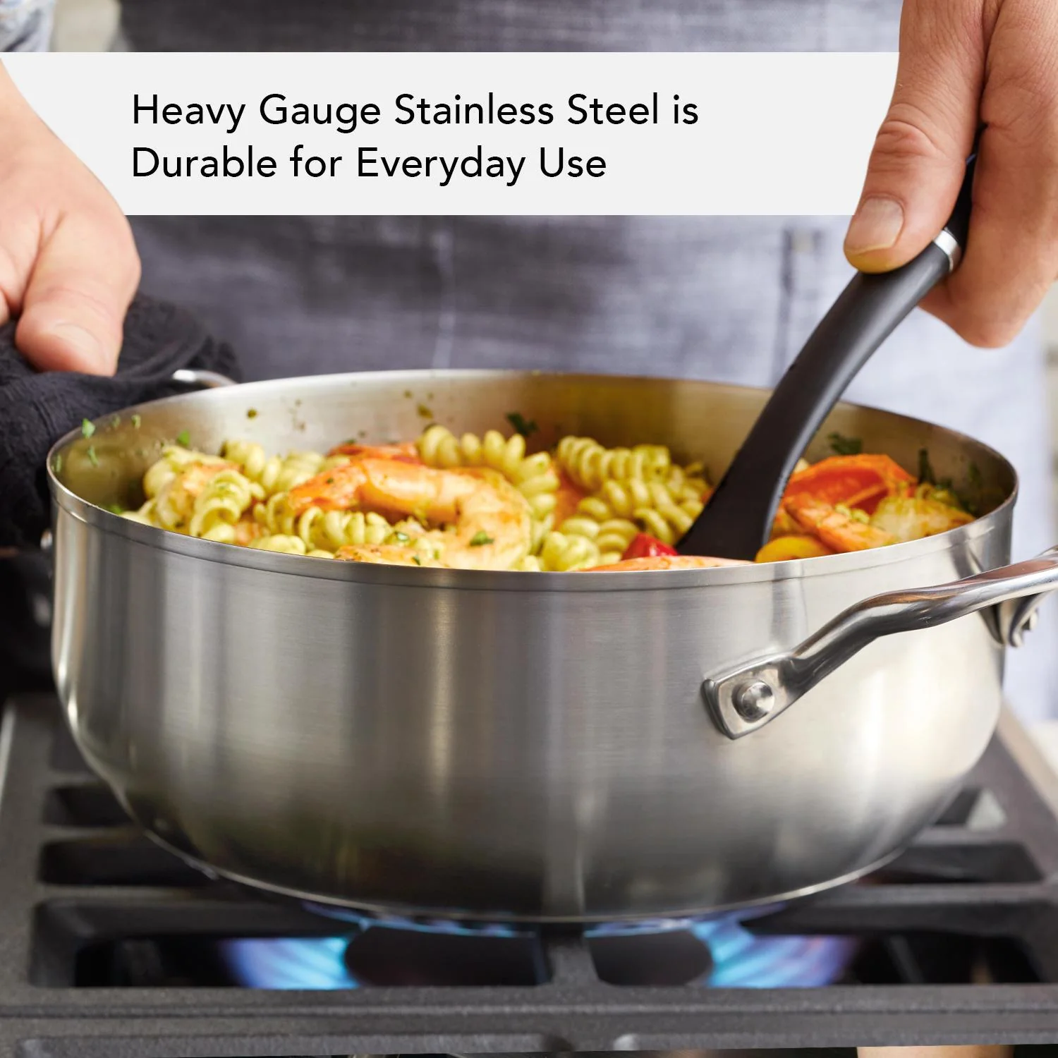 KitchenAid 3-Ply Base Stainless Steel Casserole with Lid, 4-Quart, Brushed Stainless Steel - Image 3