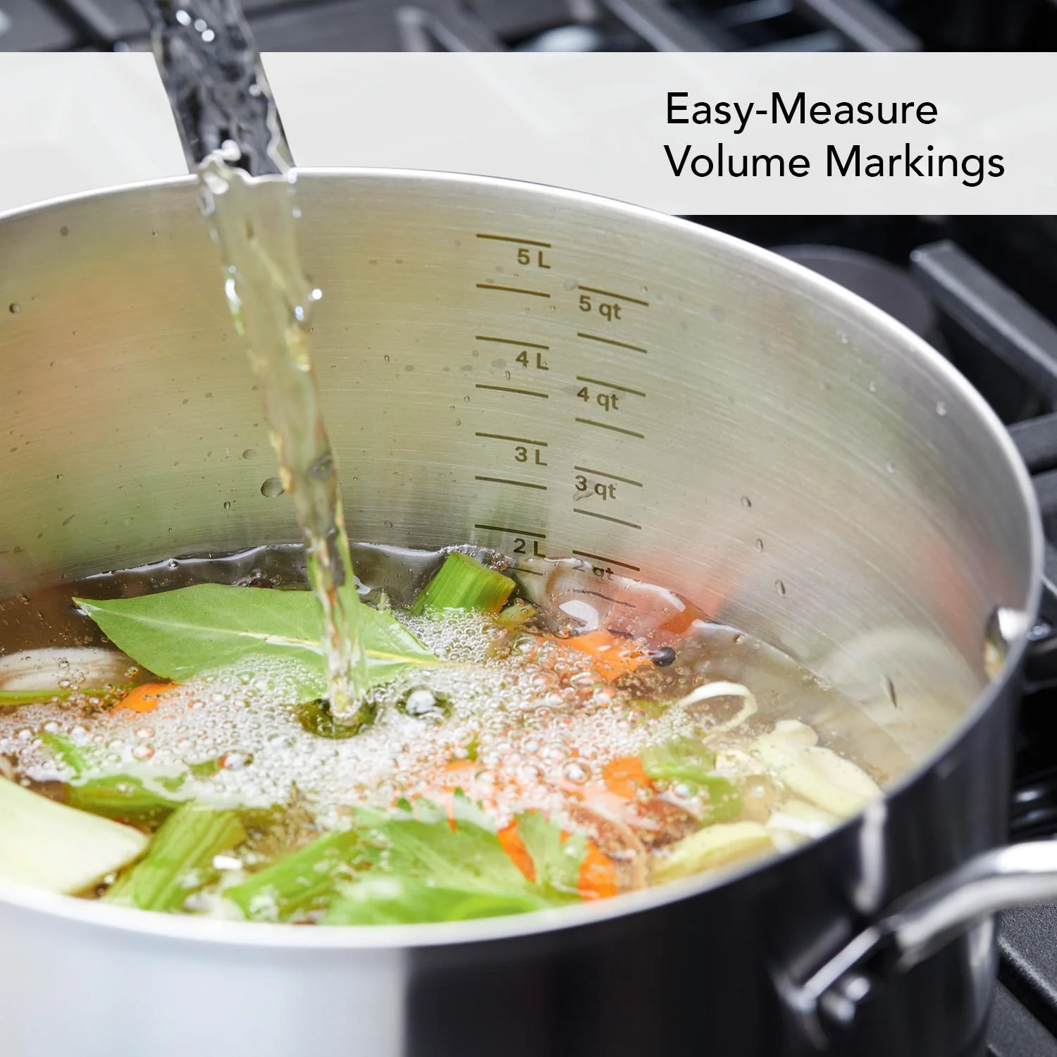 KitchenAid 3-Ply Base Stainless Steel Cookware Set, 11-Piece, Brushed Stainless Steel - Image 4