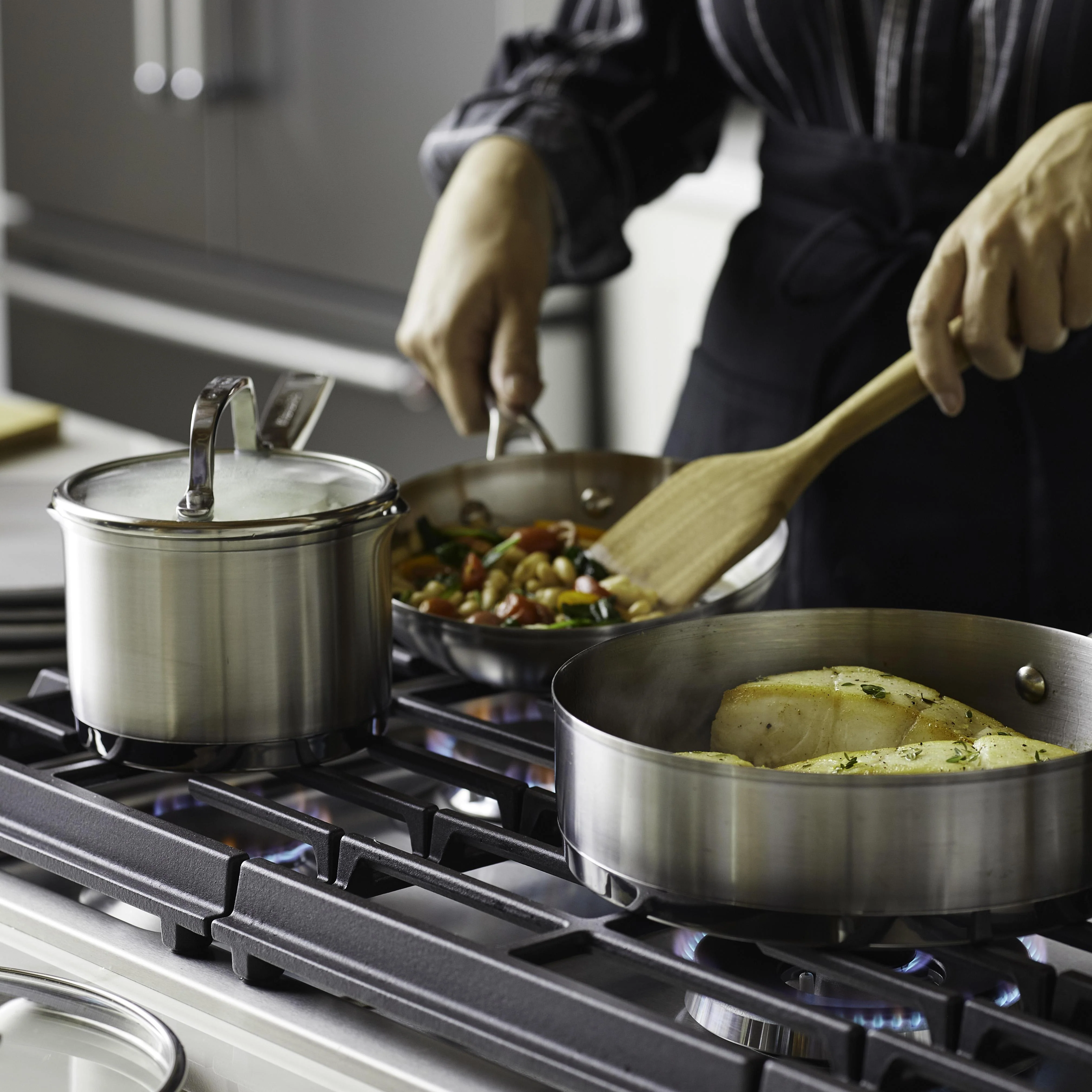 KitchenAid 3-Ply Base Stainless Steel Cookware Set, 11-Piece, Brushed Stainless Steel - Image 6