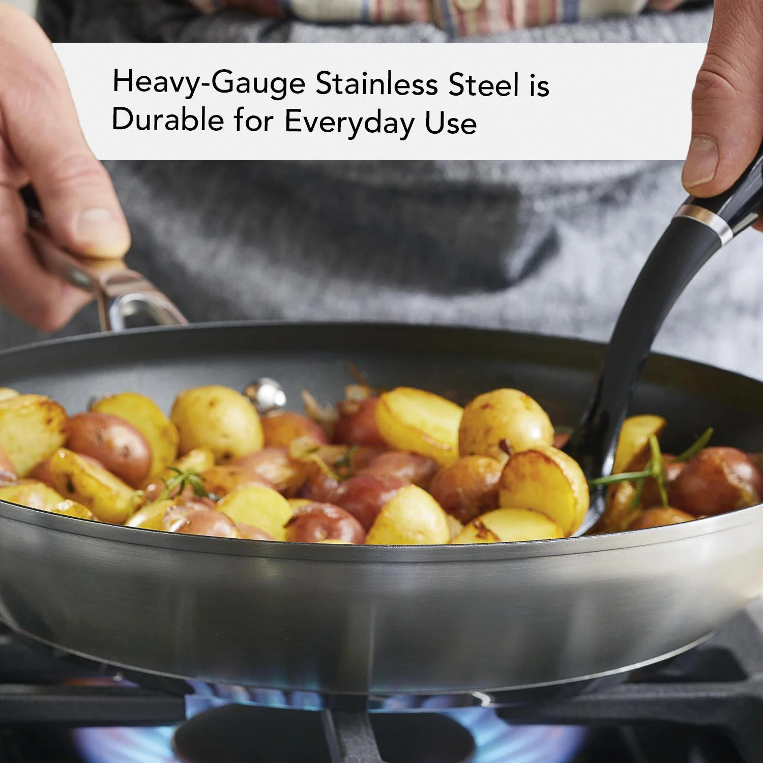 KitchenAid 3-Ply Base Stainless Steel Nonstick Frying Pan, 12-Inch, Brushed Stainless Steel - Image 3