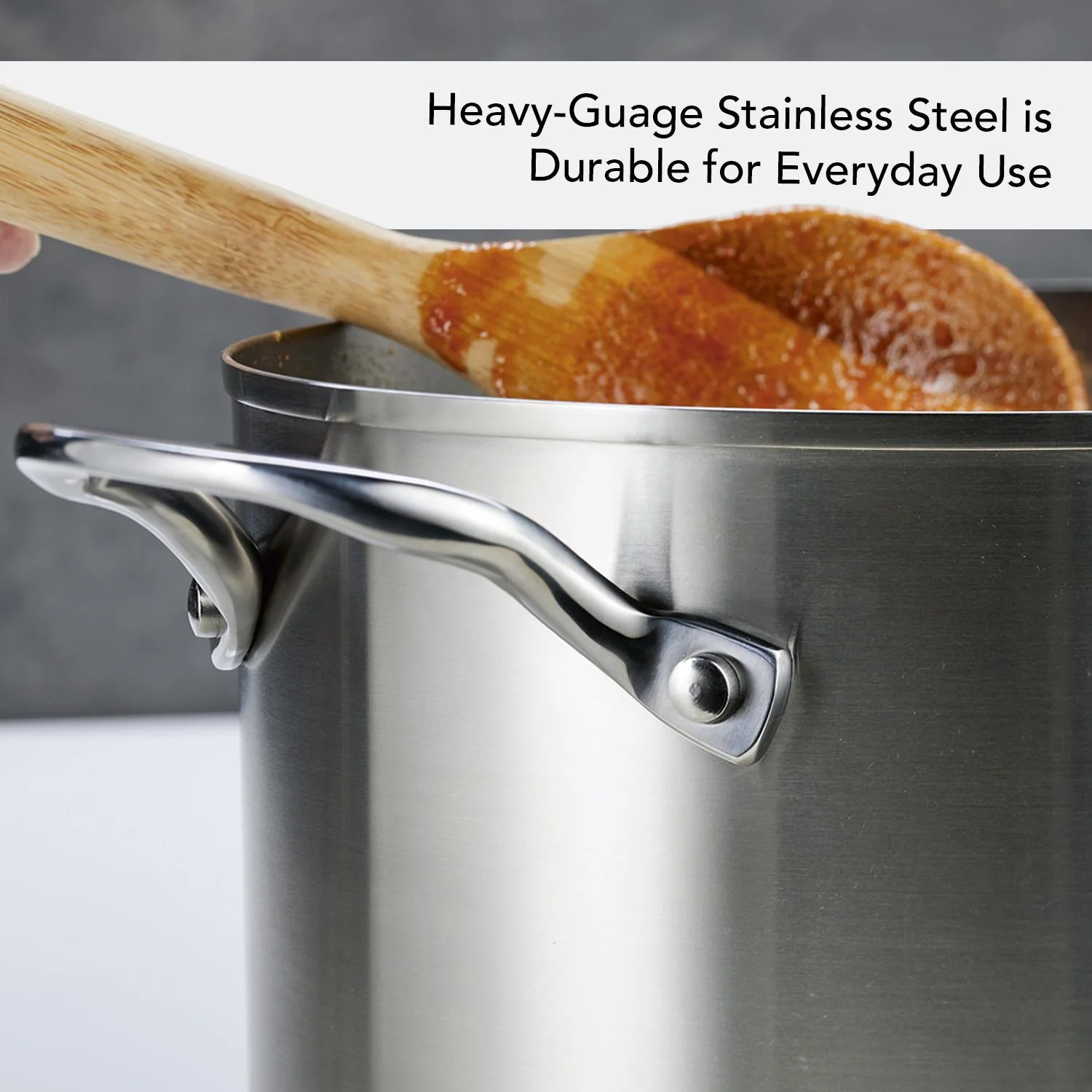 KitchenAid 3-Ply Base Stainless Steel Stockpot with Lid, 8-Quart, Brushed Stainless Steel - Image 3