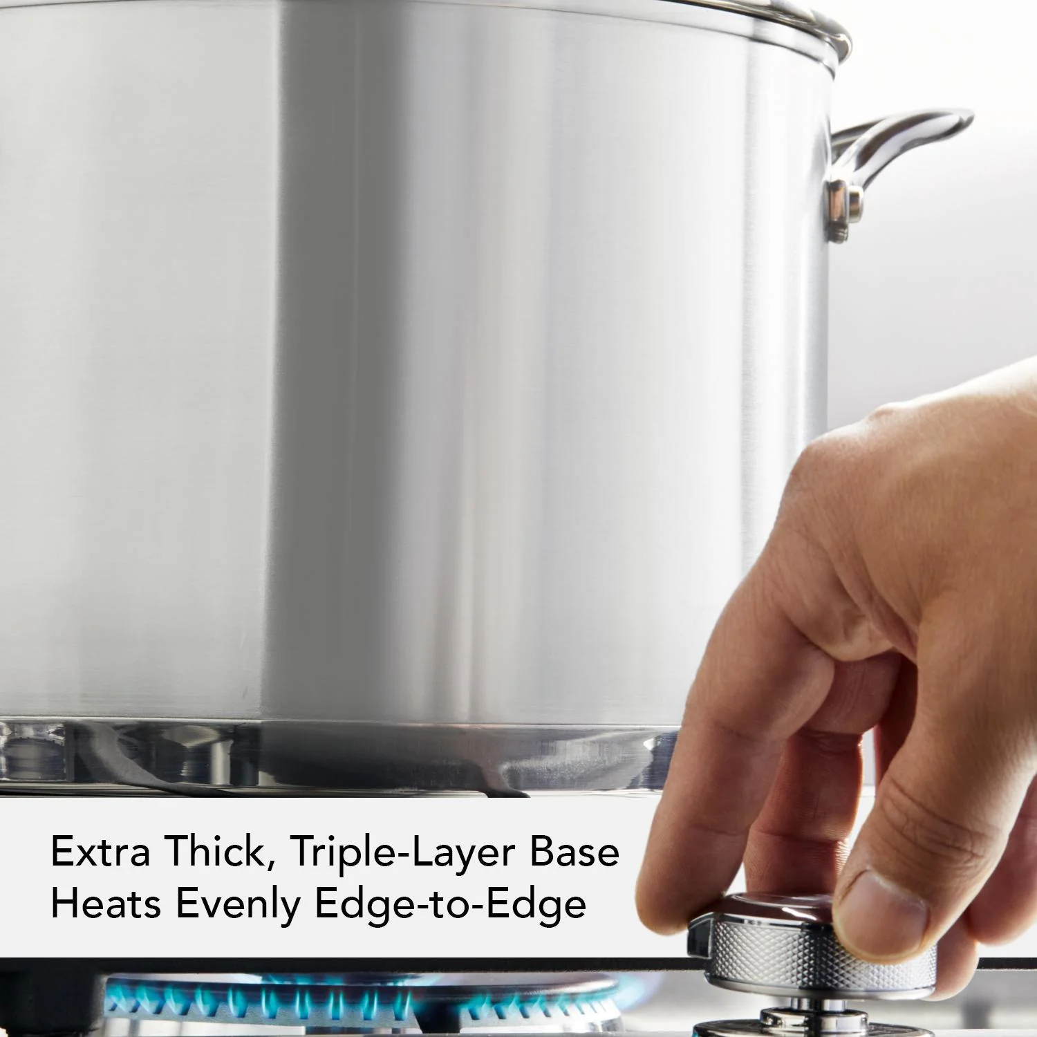 KitchenAid 3-Ply Base Stainless Steel Stockpot with Lid, 8-Quart, Brushed Stainless Steel - Image 4