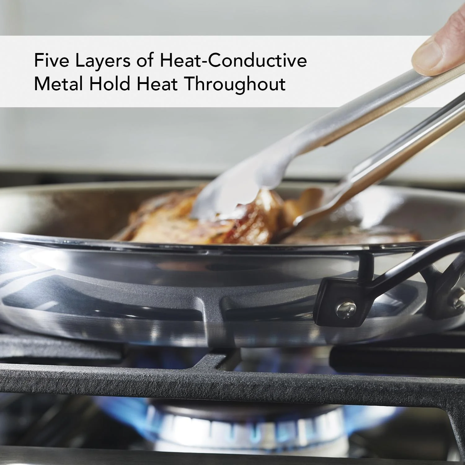 KitchenAid 5-Ply Clad Stainless Steel Frying Pan, 12.25-Inch, Polished Stainless Steel - Image 2