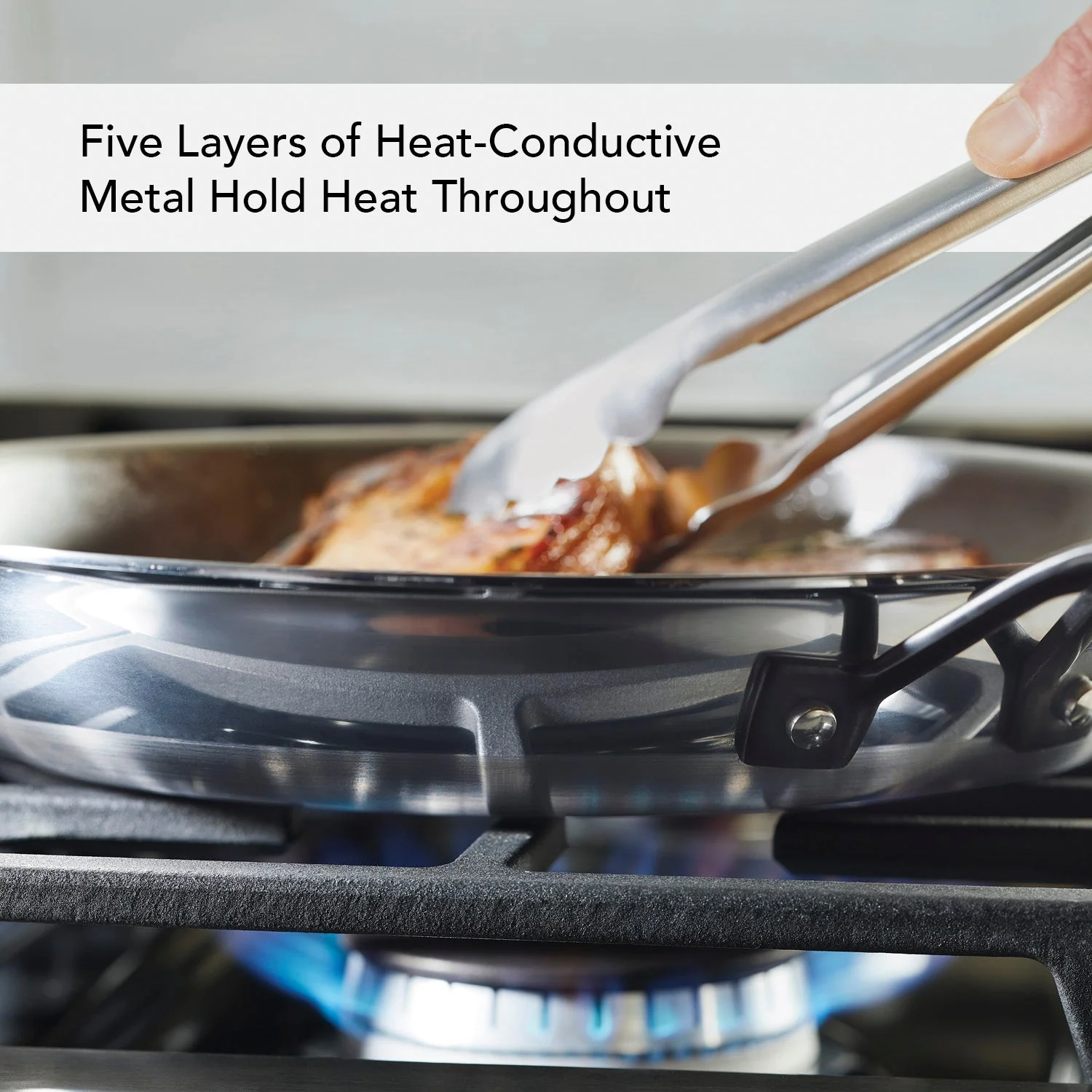 KitchenAid 5-Ply Clad Stainless Steel Frying Pan Set, 2-Piece, Polished Stainless Steel - Image 3