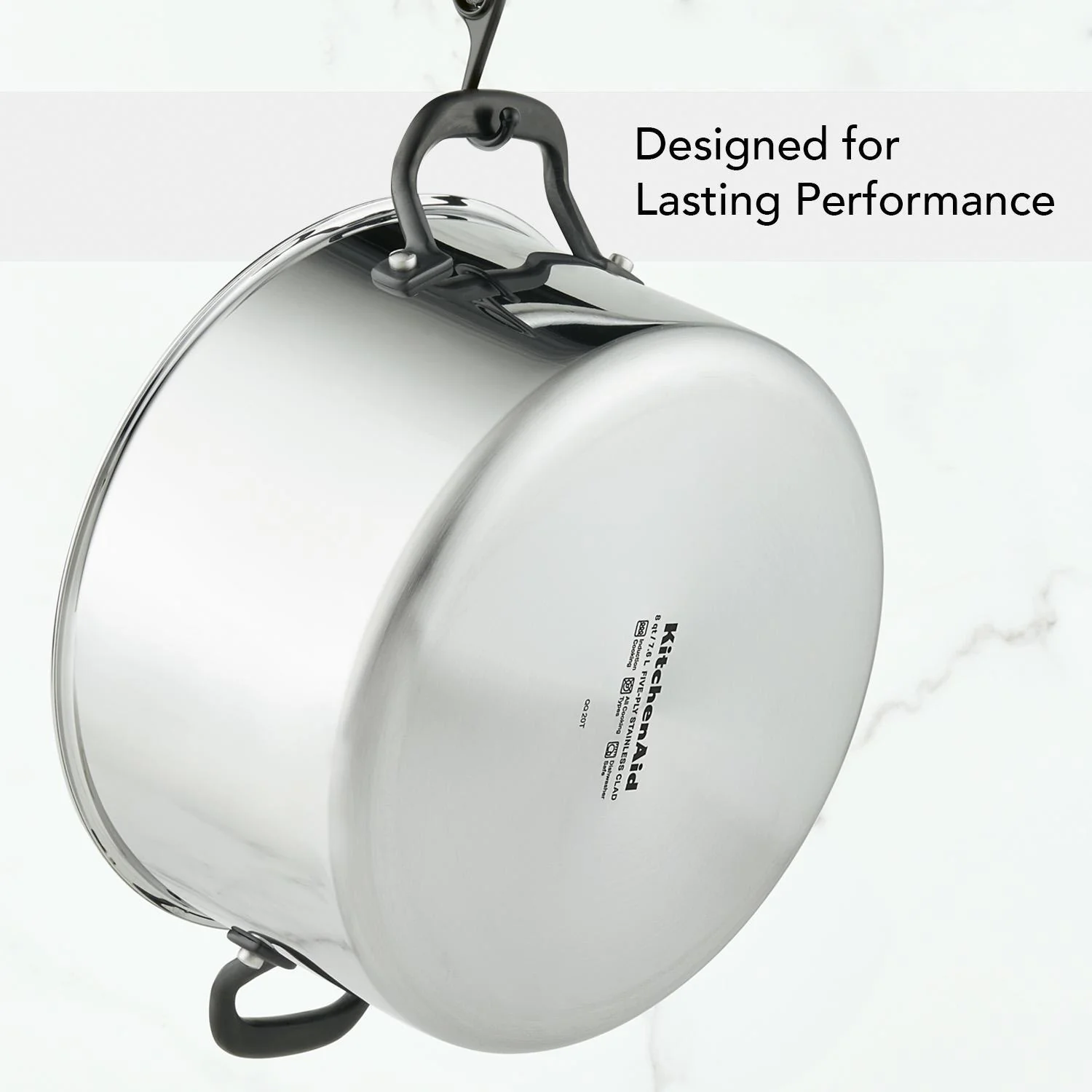 KitchenAid 5-Ply Clad Stainless Steel Stockpot with Lid, 8-Quart, Polished Stainless Steel - Image 4