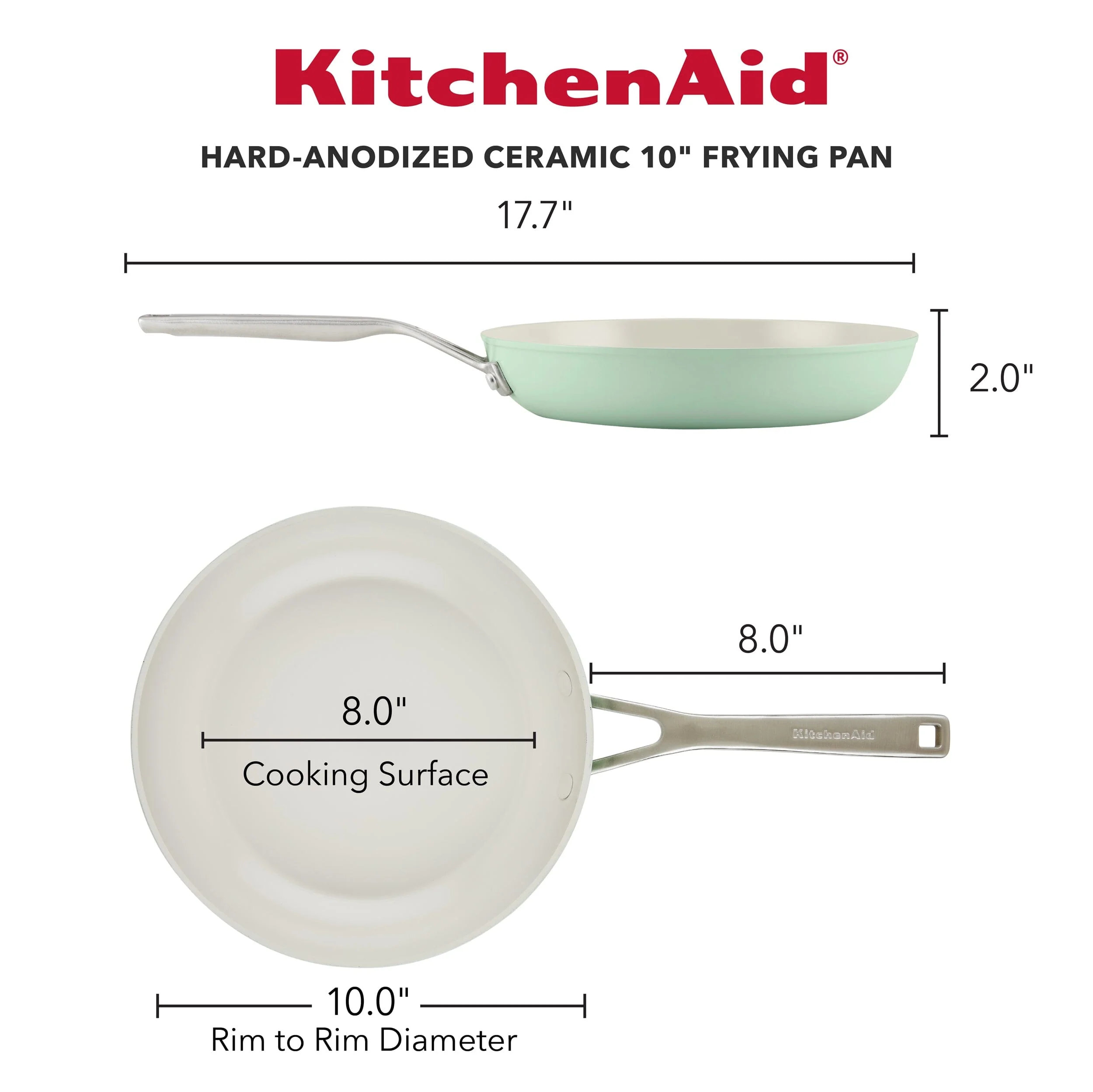 KitchenAid Hard Anodized Ceramic Fry Pan - 10"/25cm Pistachio - Image 2