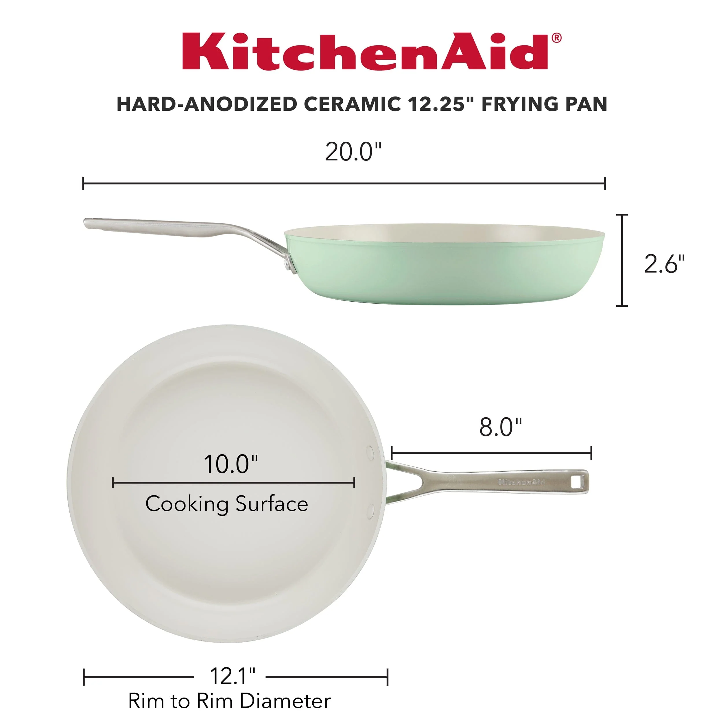 KitchenAid Hard Anodized Ceramic Fry Pan - 12.25"/31cm Pistachio - Image 2