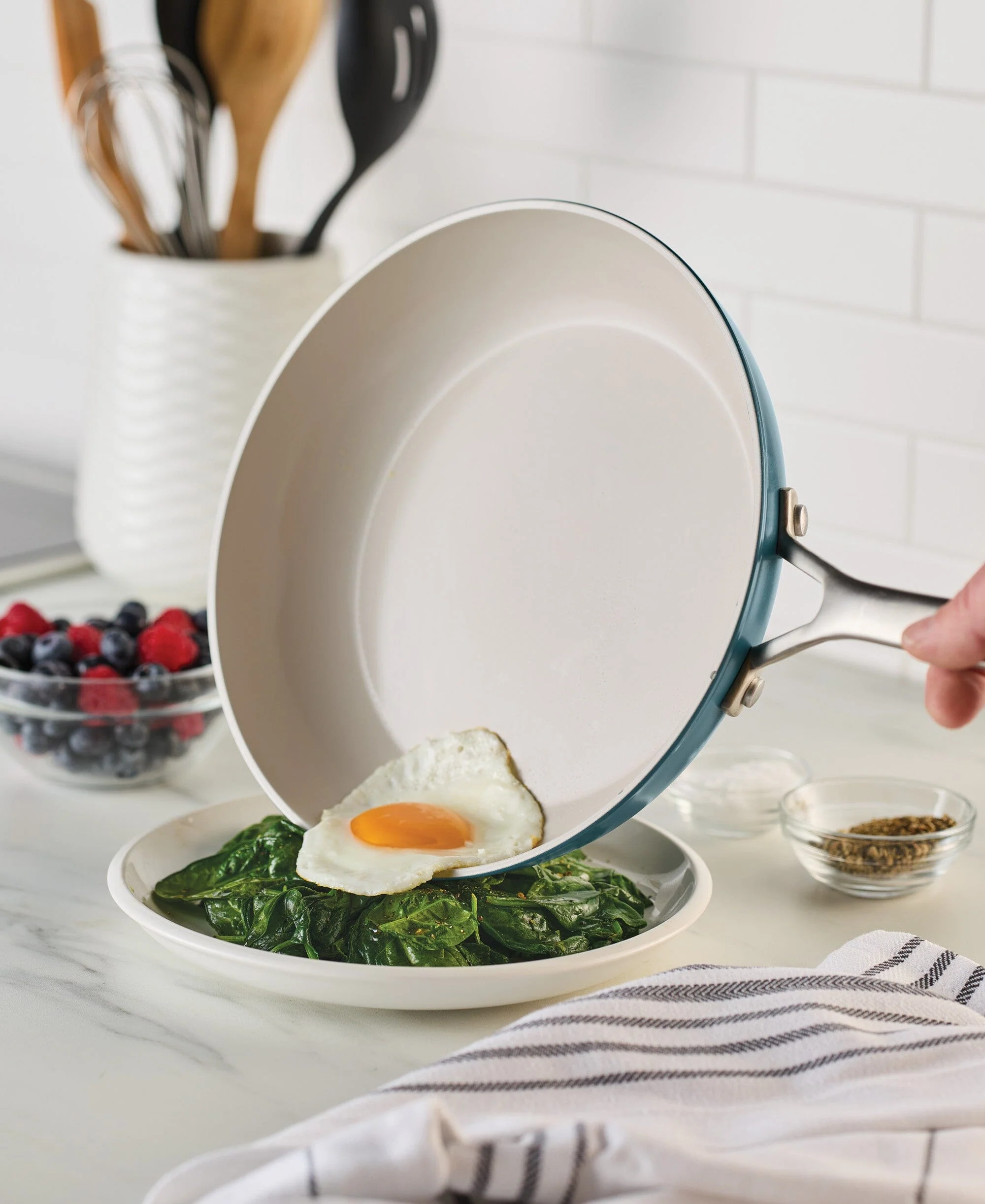 KitchenAid Hard Anodized Ceramic Induction Nonstick 9 Piece Cookware Set Agave Blue - Image 3
