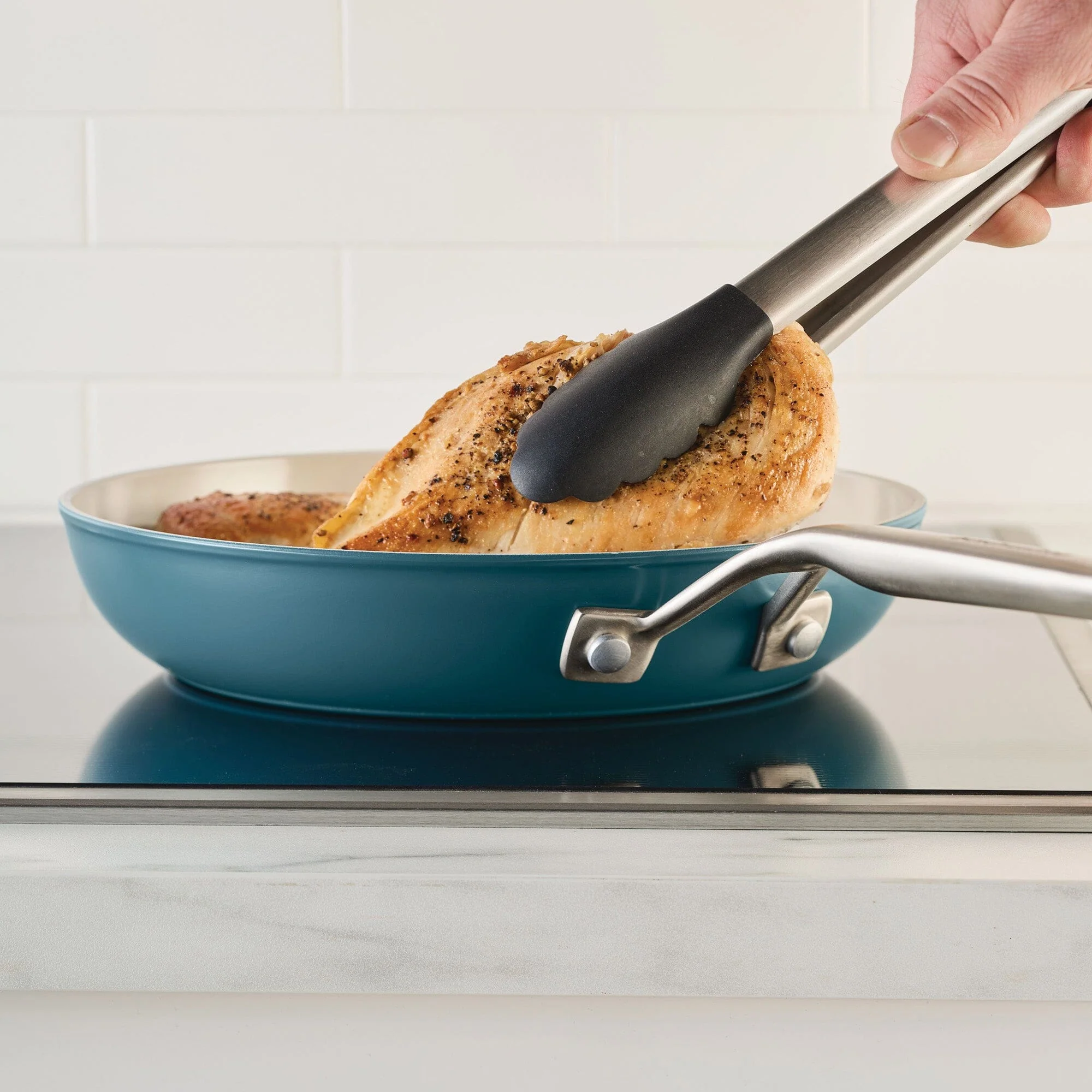 KitchenAid Hard Anodized Ceramic Induction Nonstick 9 Piece Cookware Set Agave Blue - Image 5