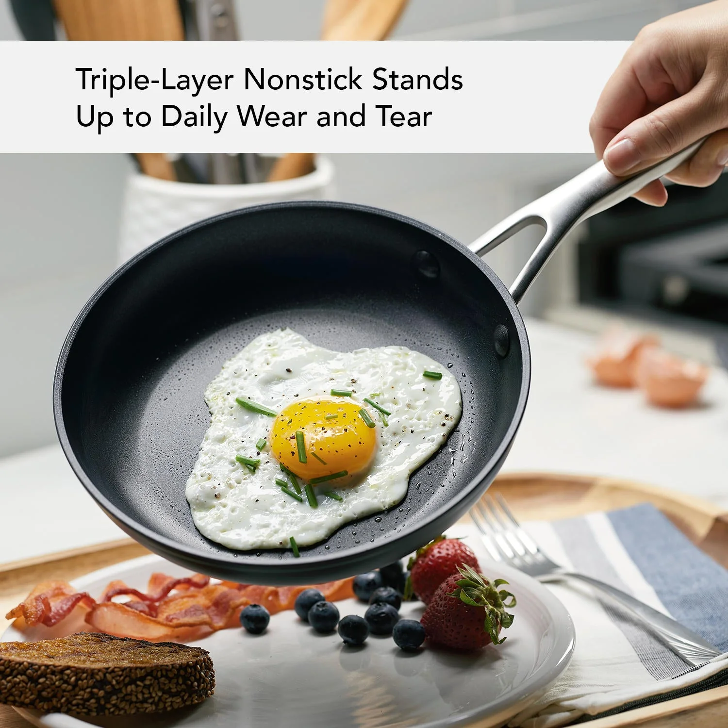 KitchenAid Hard-Anodized Induction Nonstick Frying Pan Set, 2-Piece, Matte Black - Image 2