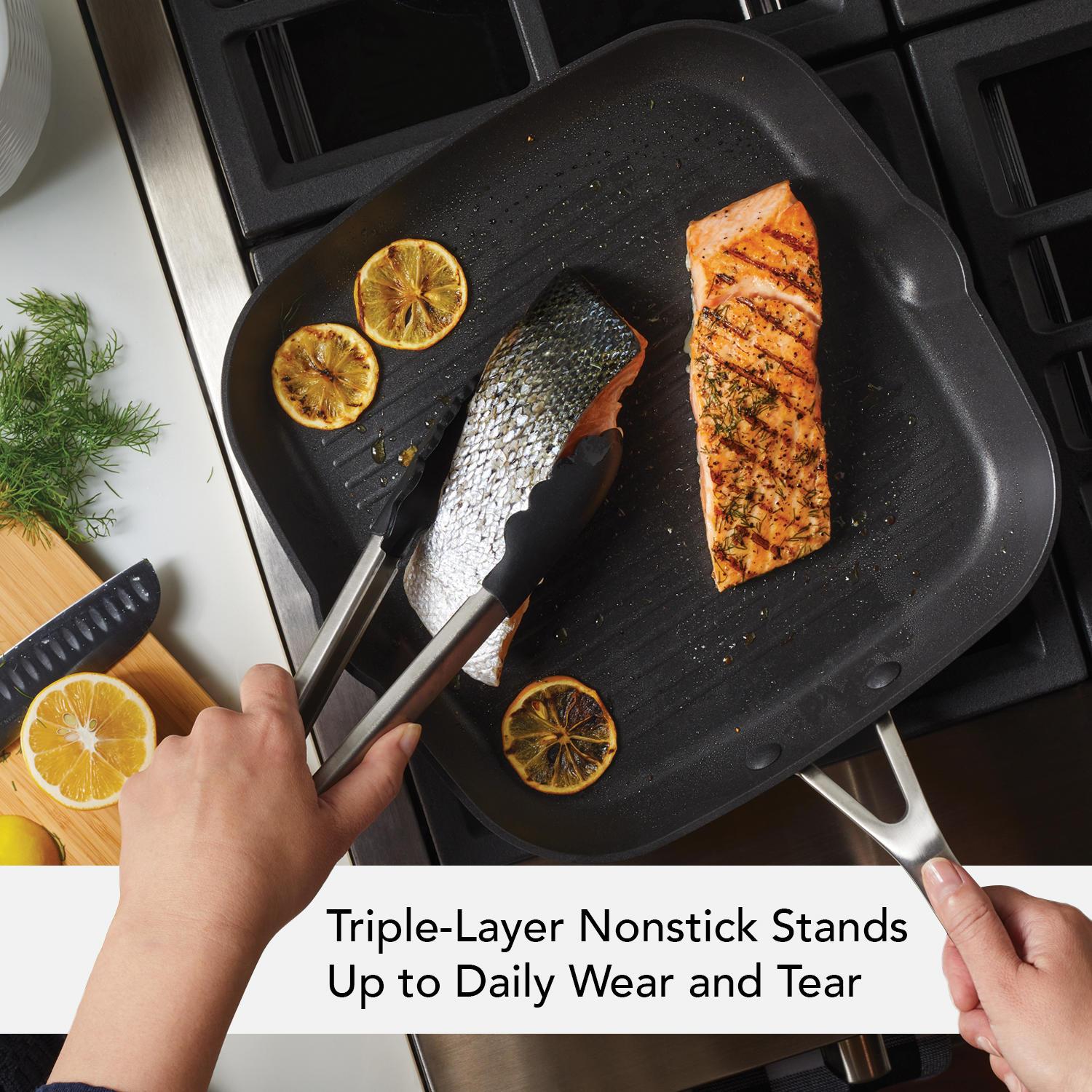 KitchenAid Hard-Anodized Induction Nonstick Square Grill Pan, 11.25-Inch, Matte Black - Image 3