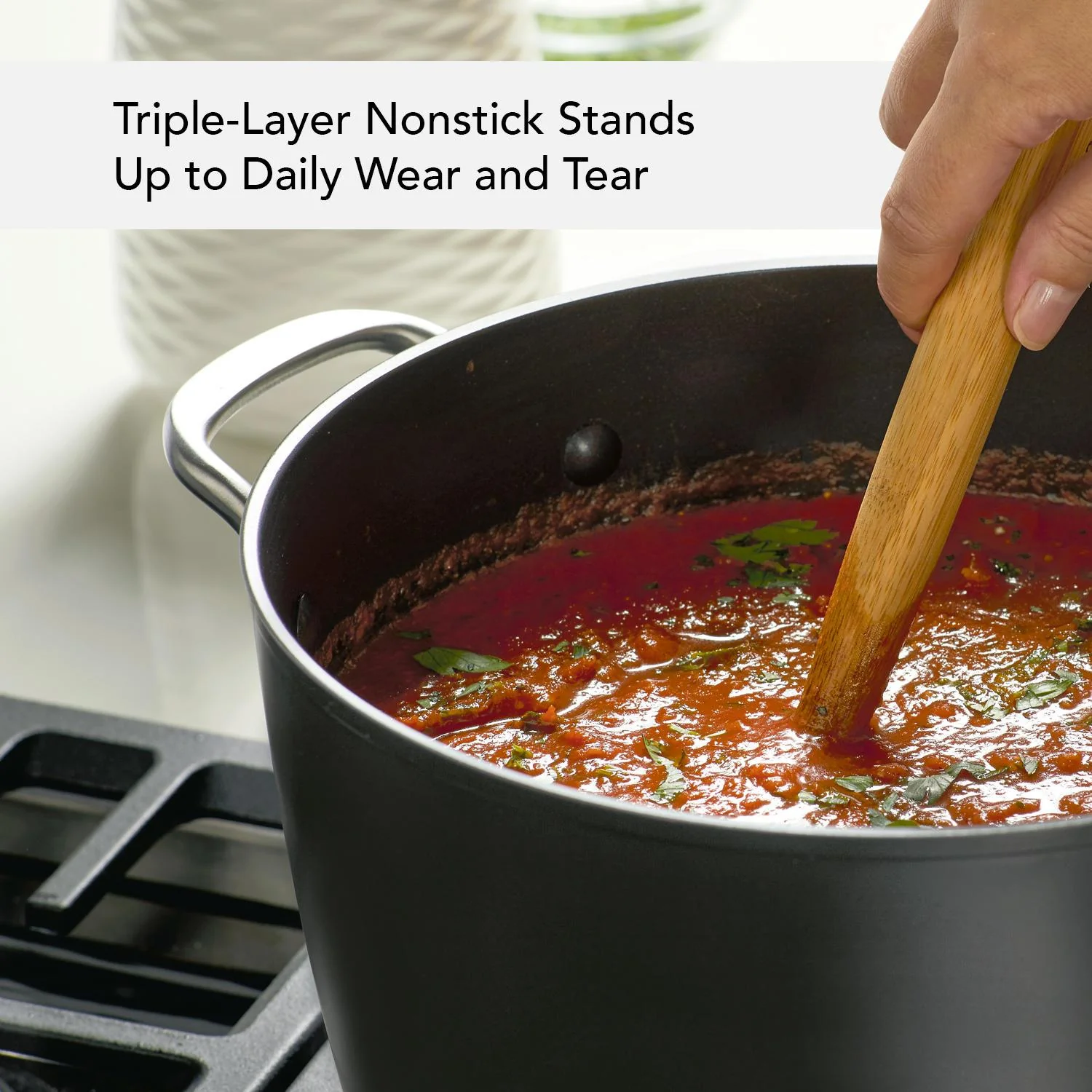 KitchenAid Hard-Anodized Induction Nonstick Stockpot with Lid, 8-Quart, Matte Black - Image 4