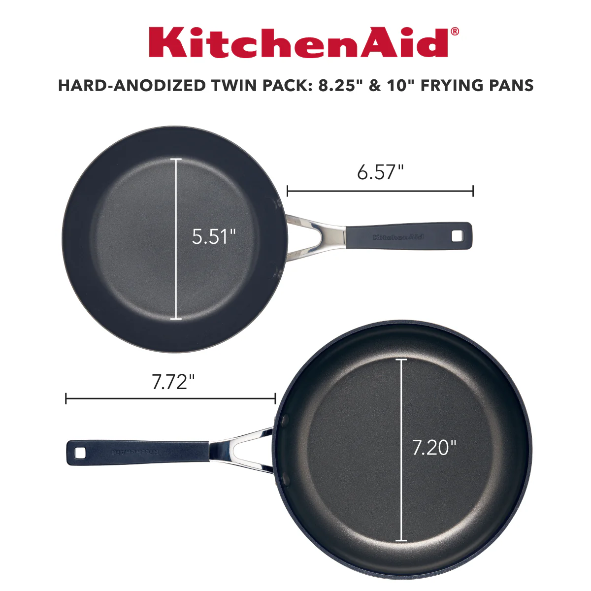 KitchenAid Hard Anodized Nonstick Frying Pan Set, 2-Piece, Onyx Black - Image 3