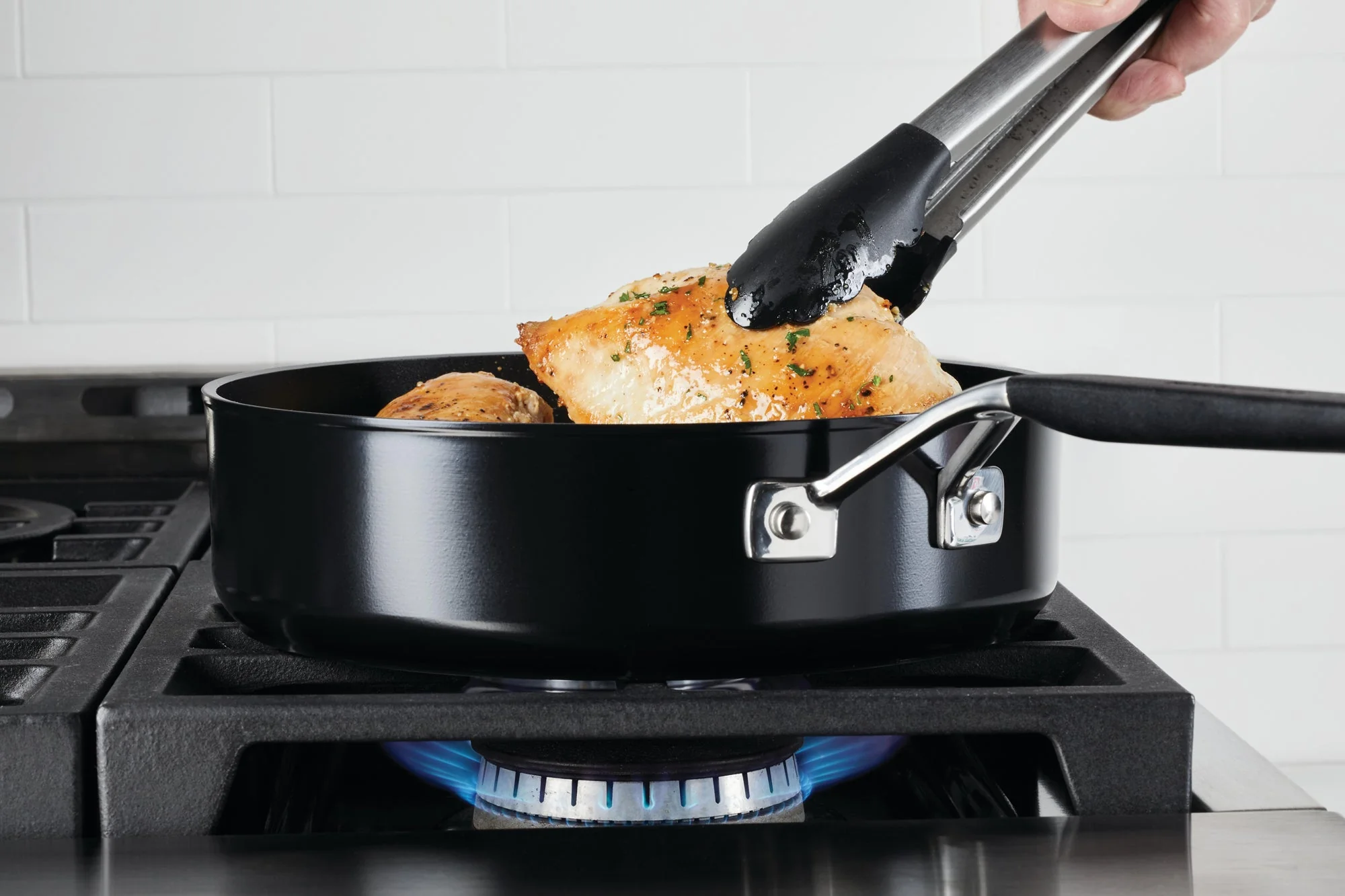 KitchenAid Hard Anodized Nonstick Saute Pan with Lid, 3-Quart, Onyx Black - Image 5