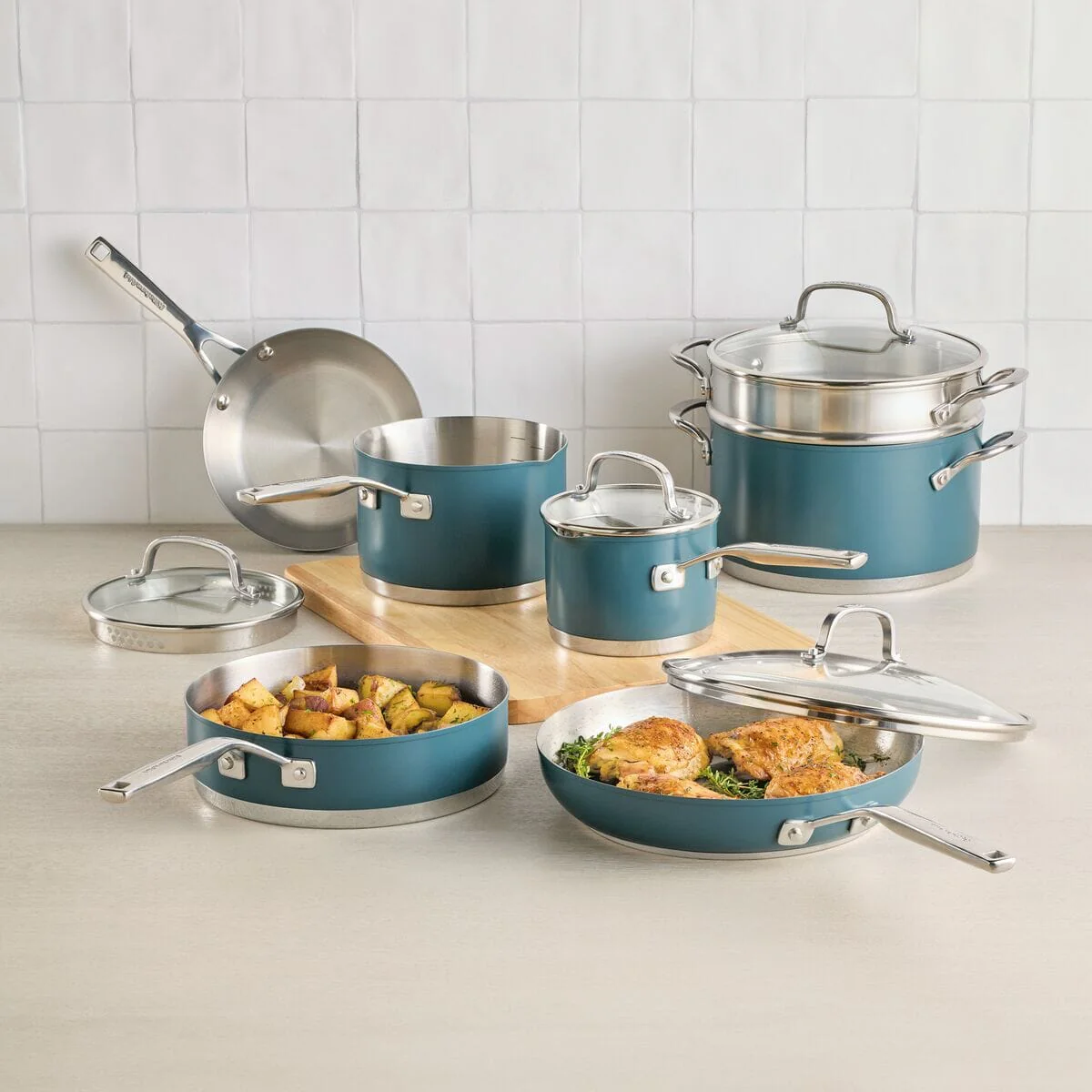 KitchenAid Stainless Steel 3-Ply Base 11-Piece Cookware Set - Image 4