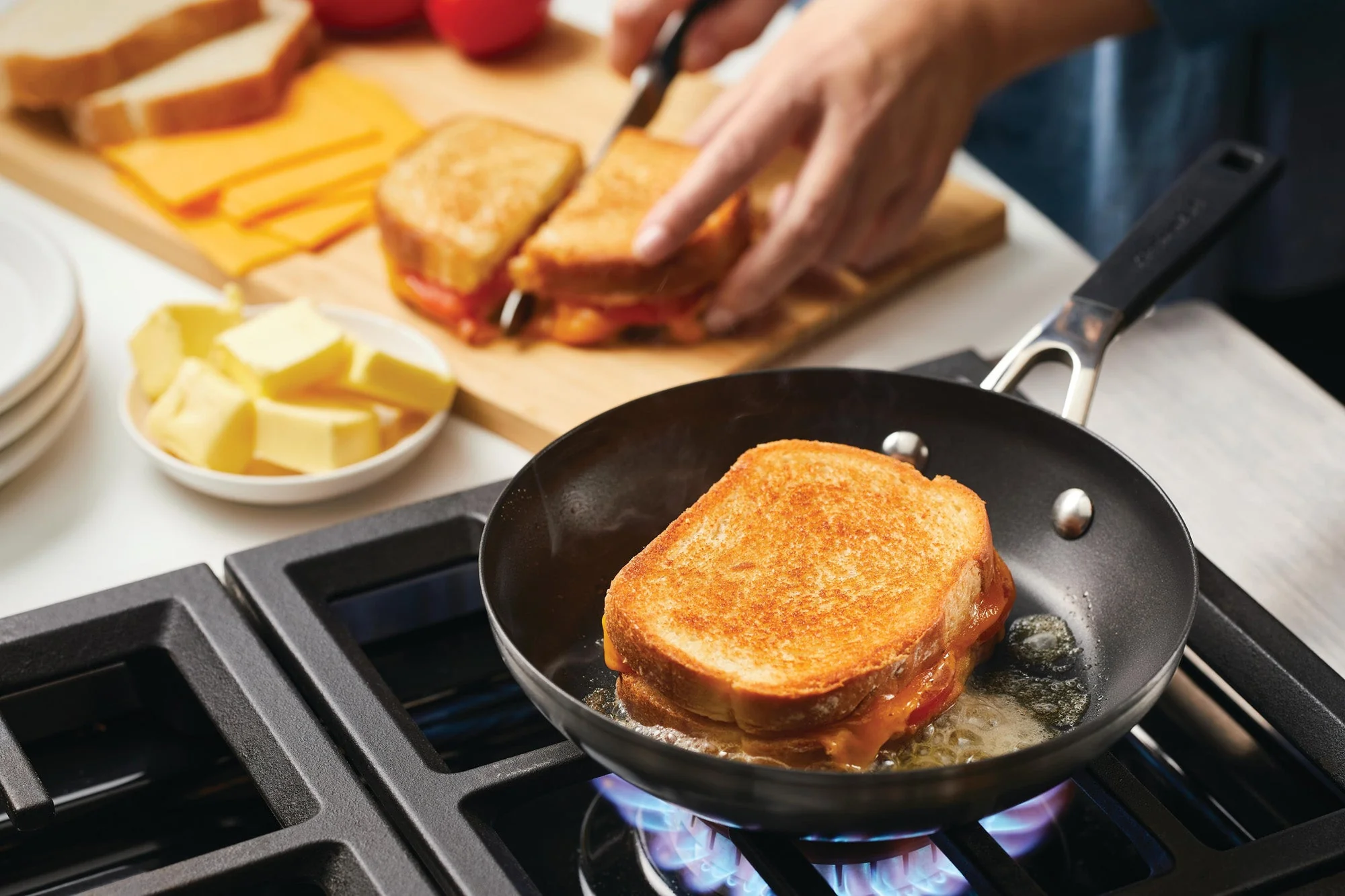 KitchenAid Stainless Steel Nonstick Frying Pan, 8-Inch, Brushed Stainless Steel - Image 2