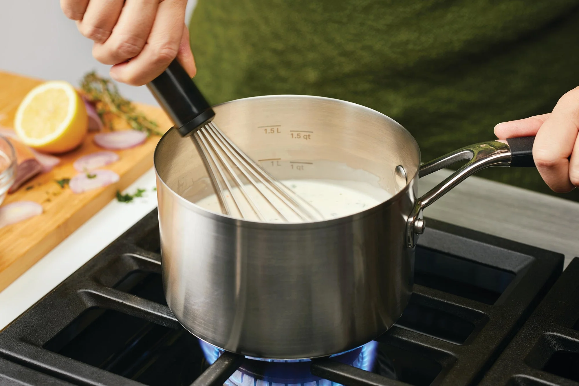 KitchenAid Stainless Steel Saucepan with Measuring Marks and Lid, 2-Quart, Brushed Stainless Steel - Image 3