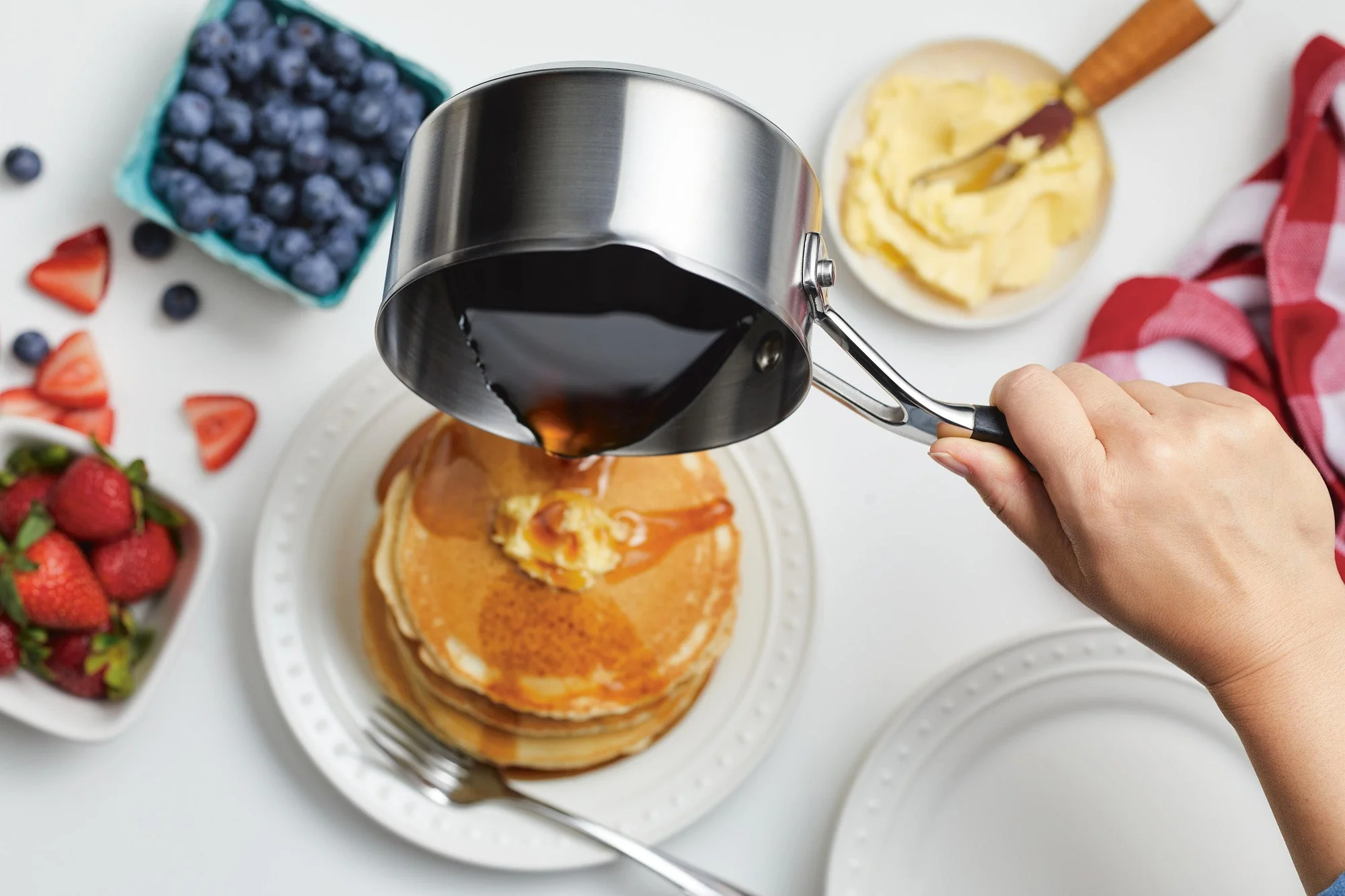 KitchenAid Stainless Steel Saucepan with Pour Spouts, 1-Quart, Brushed Stainless Steel - Image 3