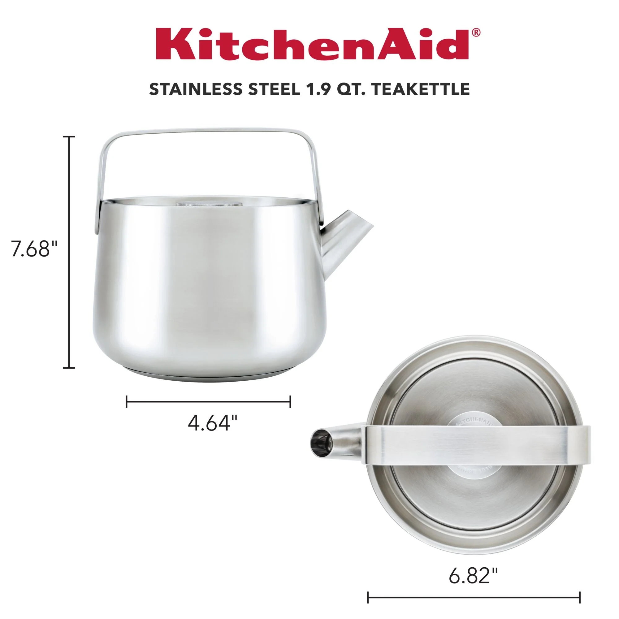 KitchenAid Stainless Steel Whistling Teakettle, 1.9-Quart, Brushed Stainless Steel - Image 4