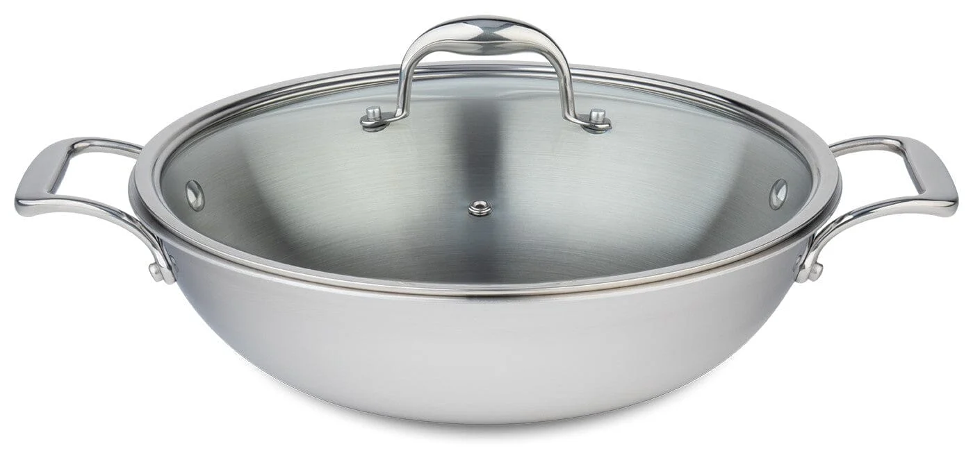 Meyer SuperSteel Tri-Ply Clad Stainless Steel 32cm Wok with cover, Made in Canada - Image 3