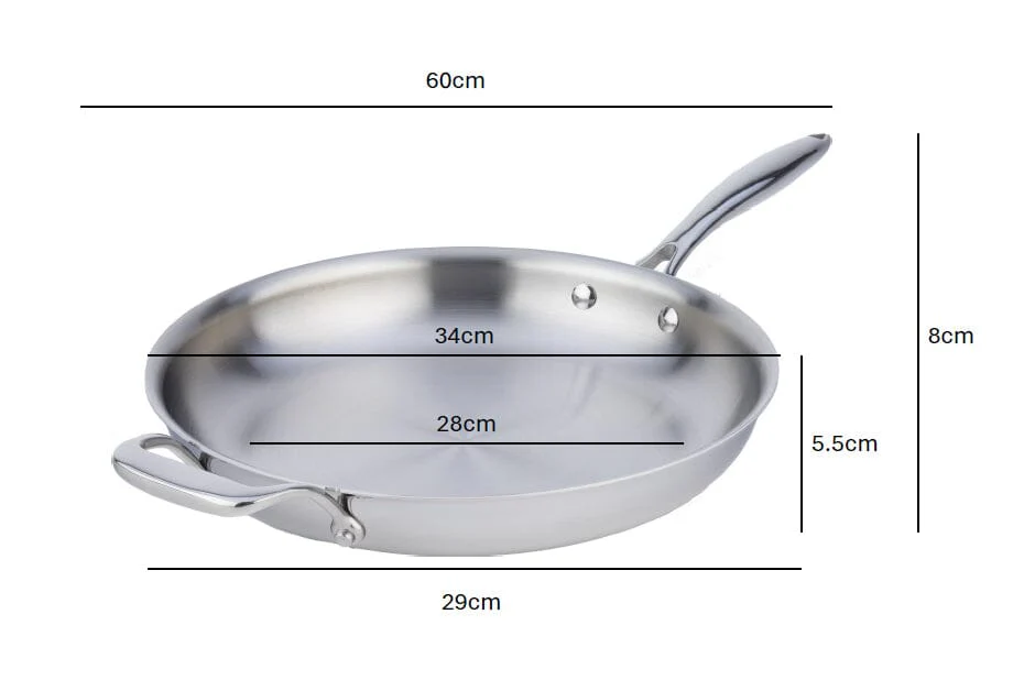 Meyer SuperSteel Tri-Ply Clad Stainless Steel 32cm/12.5" Fry Pan, Skillet, Made in Canada - Image 2