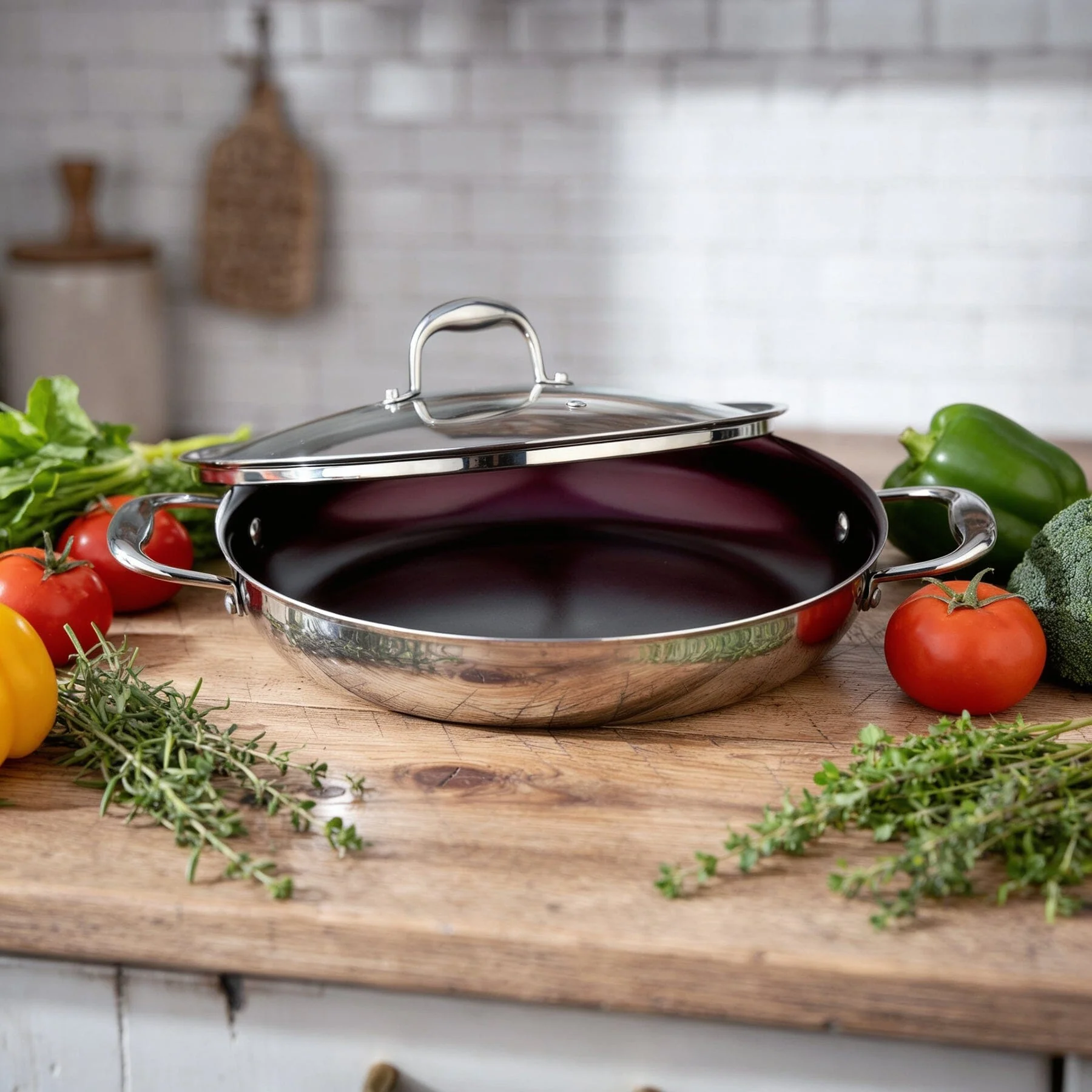 Meyer Tri-Ply Clad Stainless Steel 28cm/11" Everyday Pan Non Stick Skillet with cover, Made in Canada - Image 3