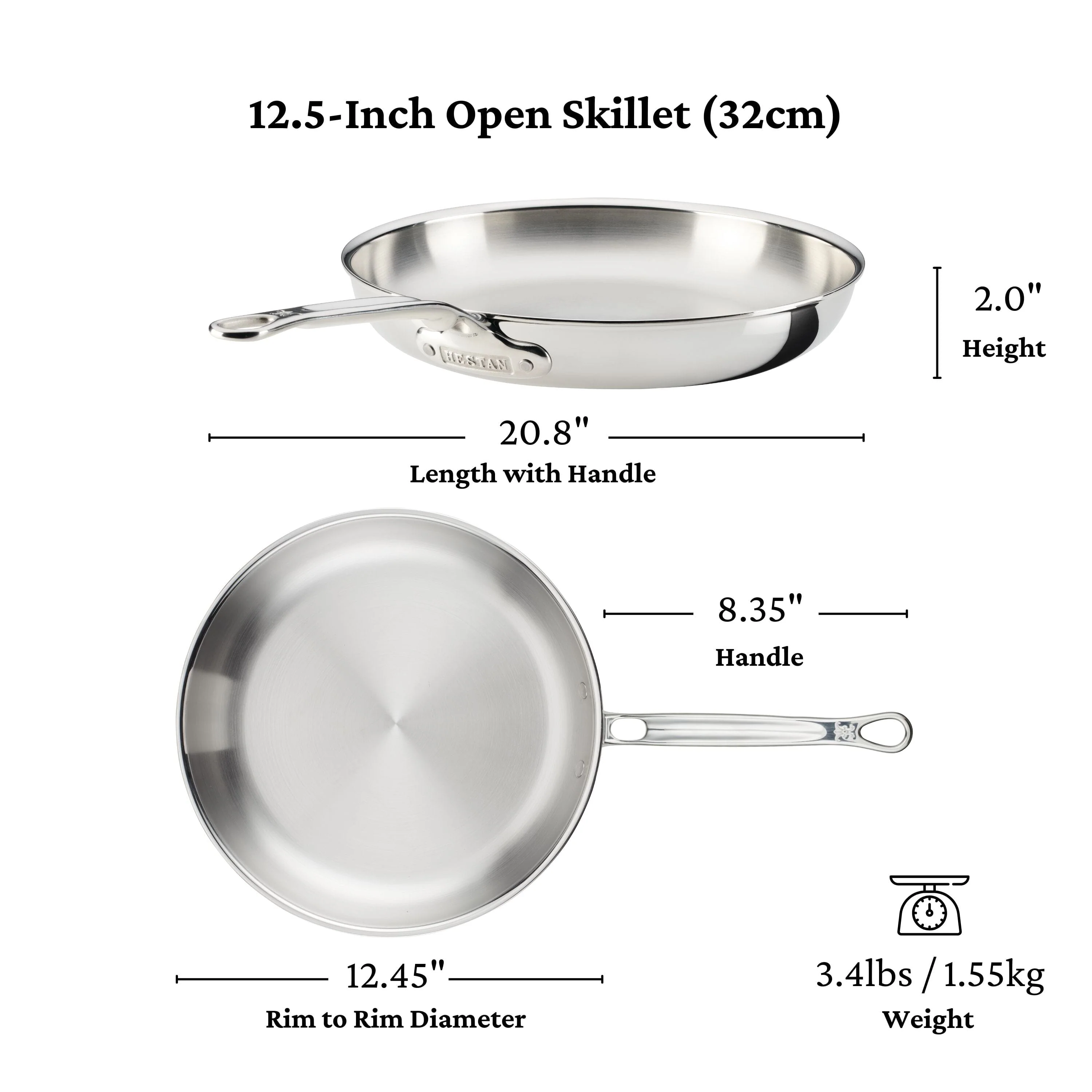 Hestan ProBond® Luxe 12.5" Professional Clad Stainless Steel Skillet - Image 11