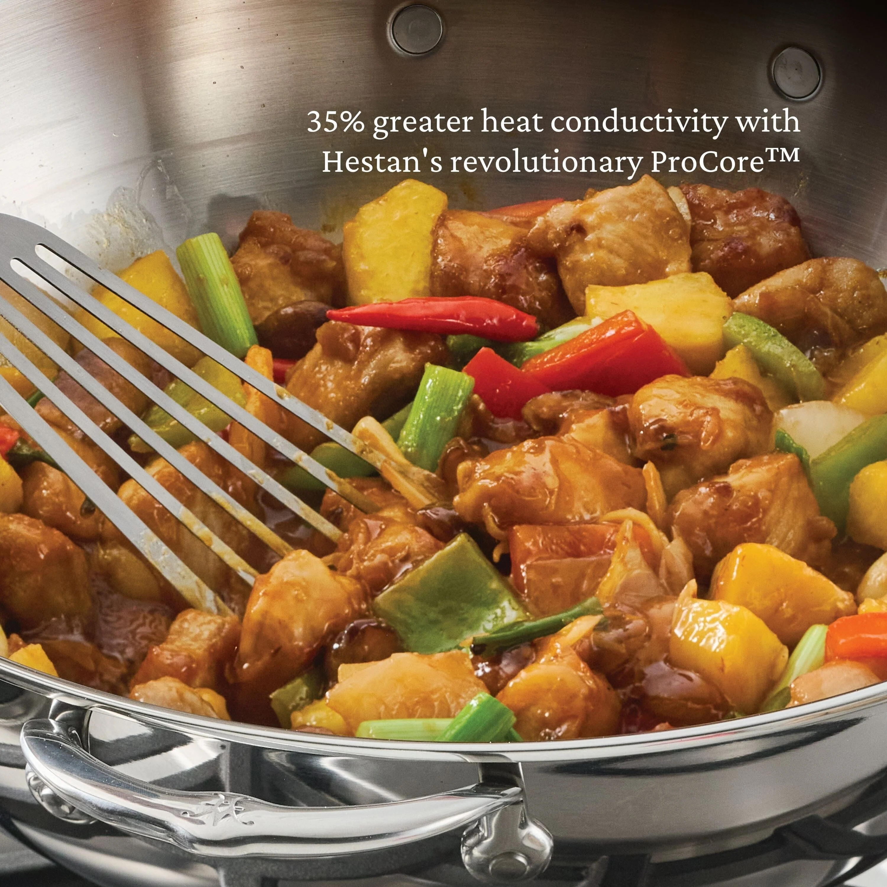 Hestan ProBond® Luxe 14" Professional Clad Stainless Steel Wok with Dome Lid - Image 3