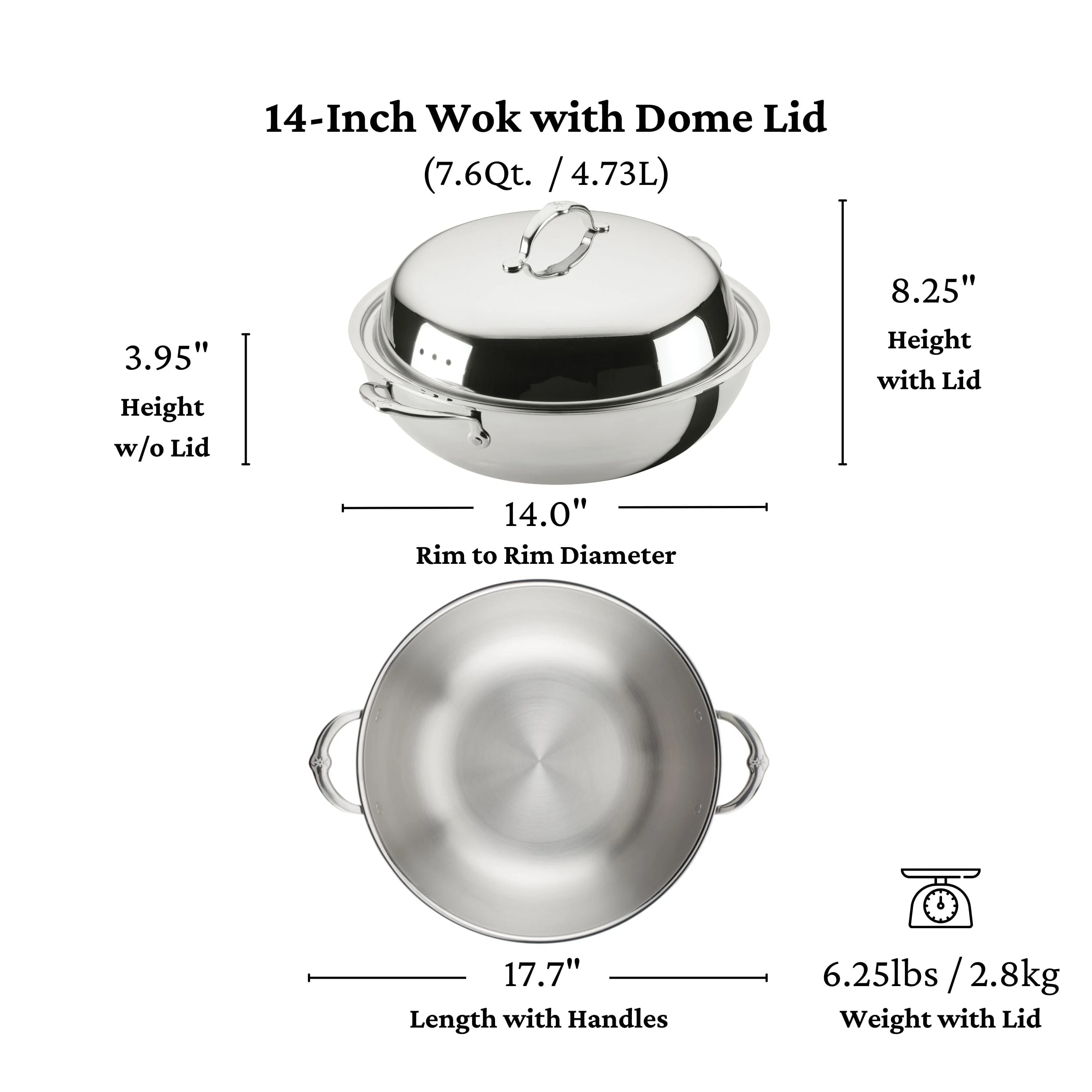 Hestan ProBond® Luxe 14" Professional Clad Stainless Steel Wok with Dome Lid - Image 8