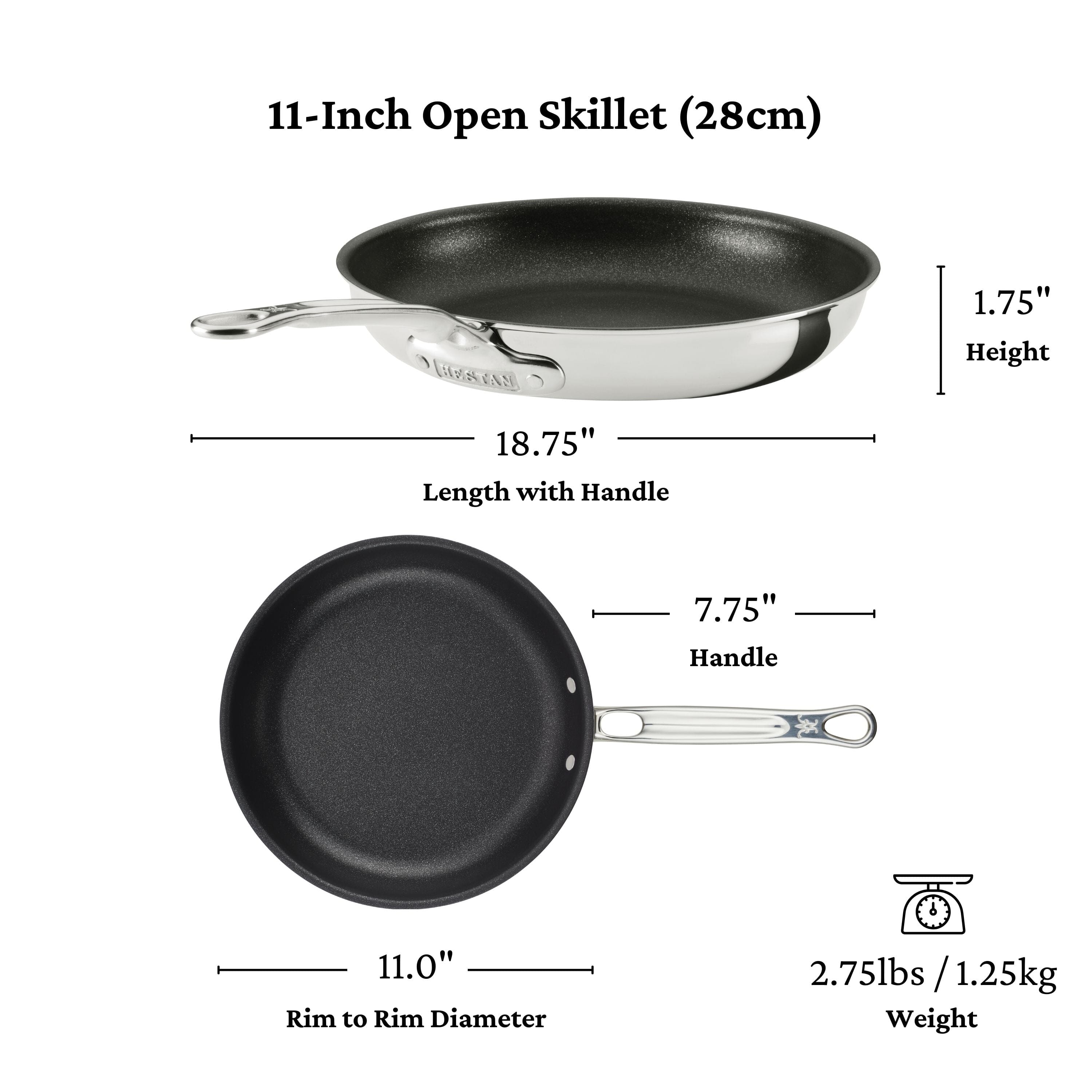 Hestan ProBond® Luxe 2-Piece Professional Clad Stainless Steel Skillet Set with TITUM® Nonstick (8.5 & 11-Inch) - Image 3