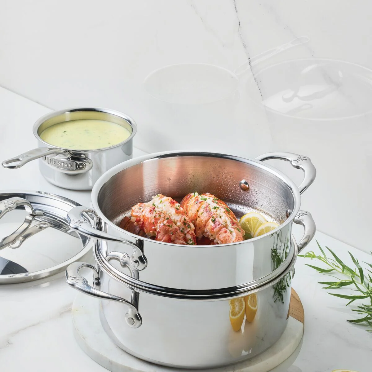 Hestan ProBond® Luxe 3-Quart Polished Professional Clad Stainless Steel Soup Pot and Steamer Insert Set - Image 3
