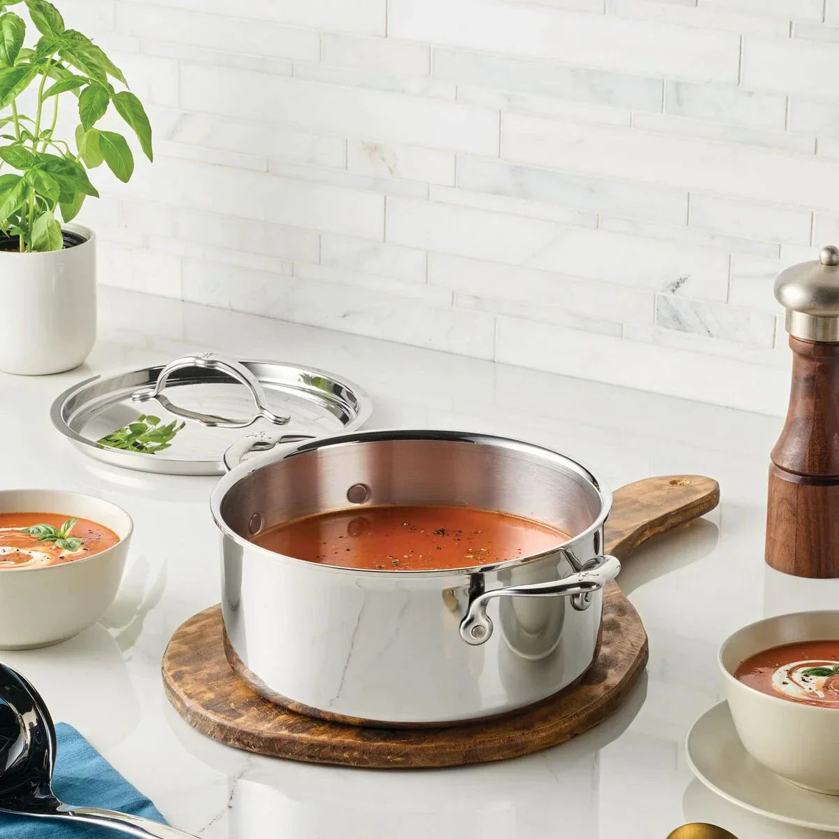 Hestan ProBond® Luxe 4-Quart Polished Professional Clad Stainless Steel Soup Pot with Lid - Image 2