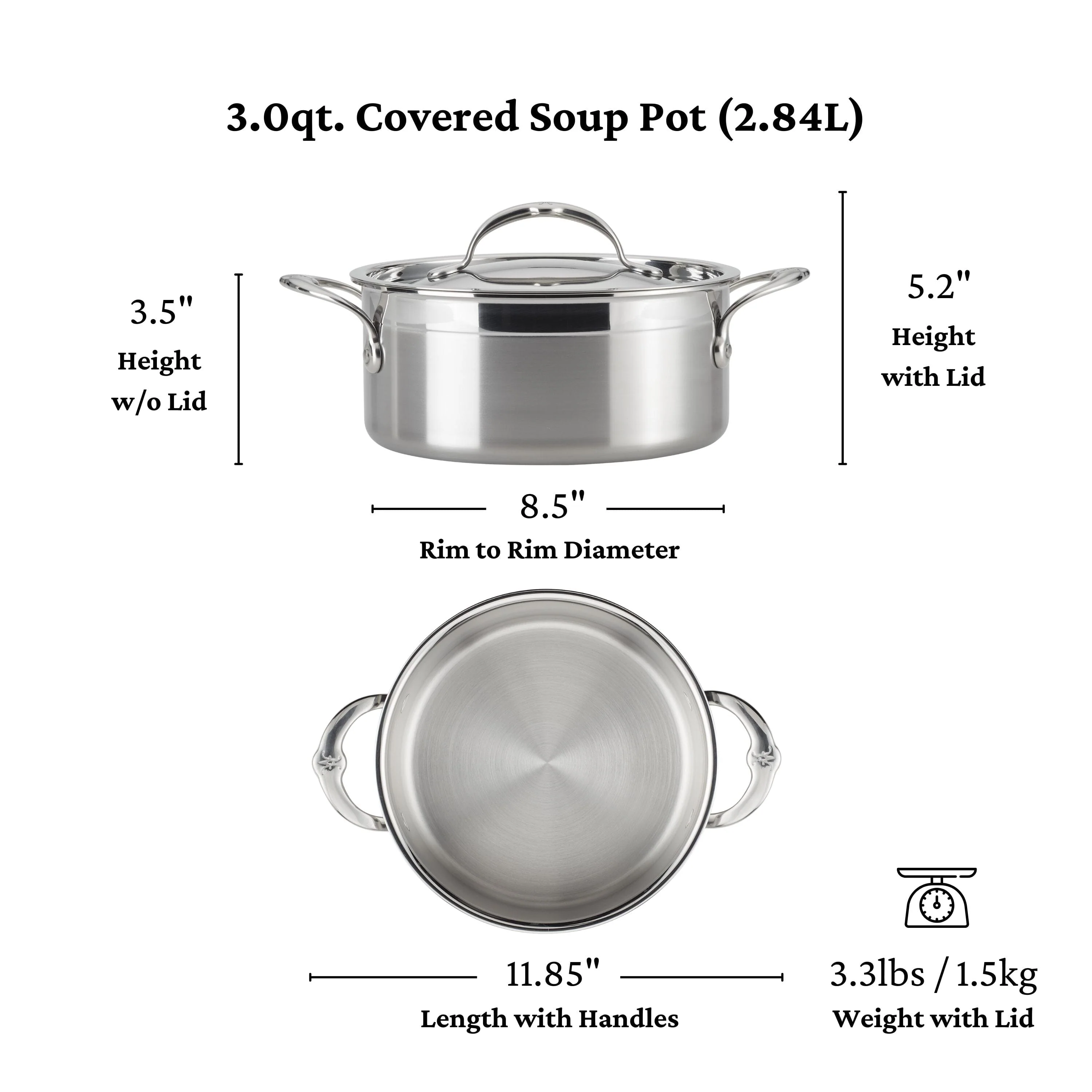 Hestan Professional Clad Stainless Steel Soup Pot, 3-Quart - Image 7